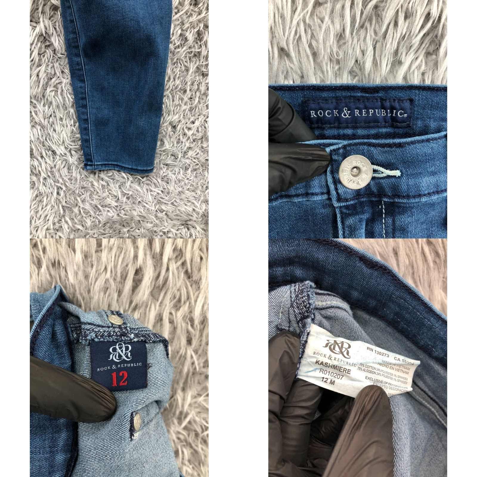 Vintage Rock & Republic Kashmiere Skinny Jeans Womens Medium Blue Size 12 Regular Waist 32 Inseam 30 Denim Jeans Size 34" / US 12 / IT 48 - 9 Thumbnail