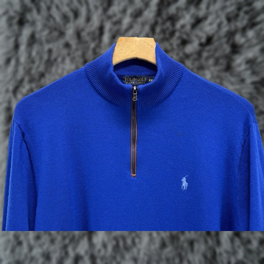 Polo Ralph Lauren Polo Ralph Lauren Polo Golf Mens 2XL Blue Merino Wool Quarter Zip Sweater Jumper Pullover Knit Long Sleeve Size US XXL / EU 58 / 5 - 1 Thumbnail