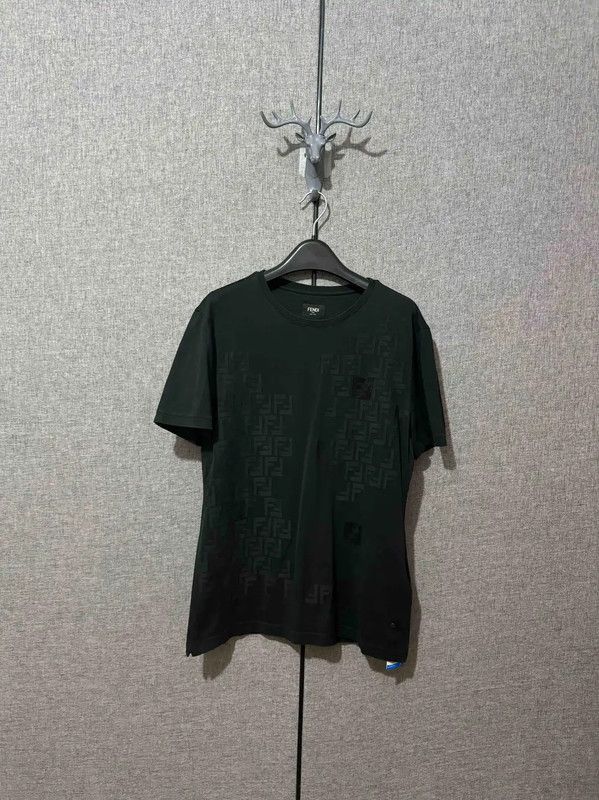 Fendi Fendi Black Cotton Logo Men's T-Shirt 0089 Size US M / EU 48-50 / 2 - 1 Thumbnail