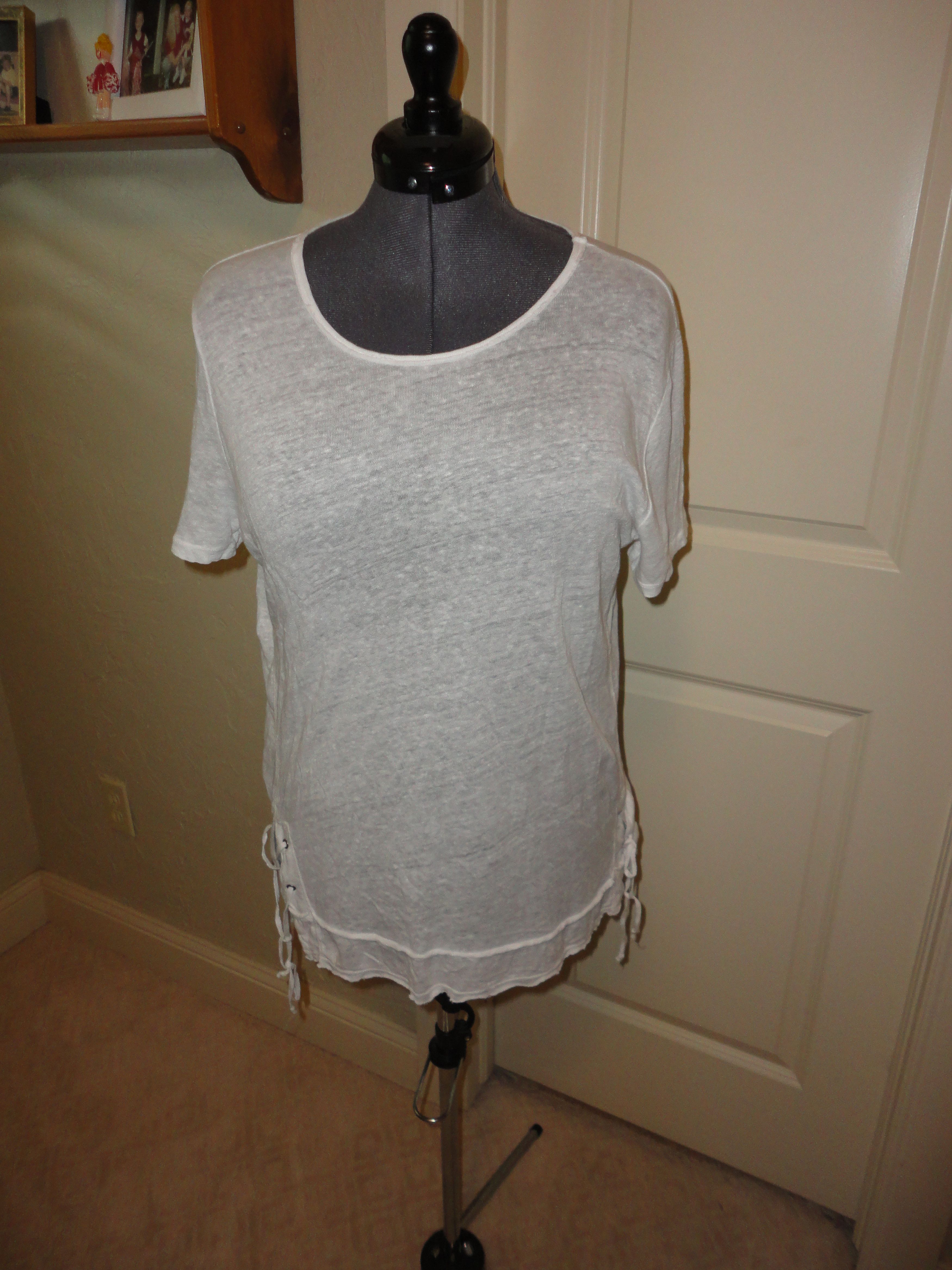 Other XCVI White Short-Sleeve White Linen Blouse Size S Size S / US 4 / IT 40 - 1 Thumbnail