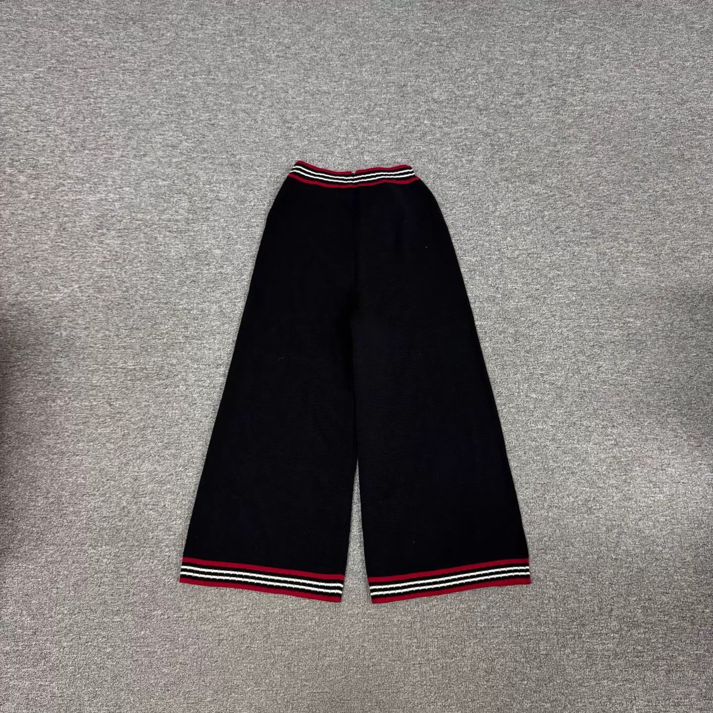 Gucci Gucci Black Wool-Knit Wide Leg Red/White Web Trim XS 99 Size 25" / US 0 / IT 36 - 2 Thumbnail