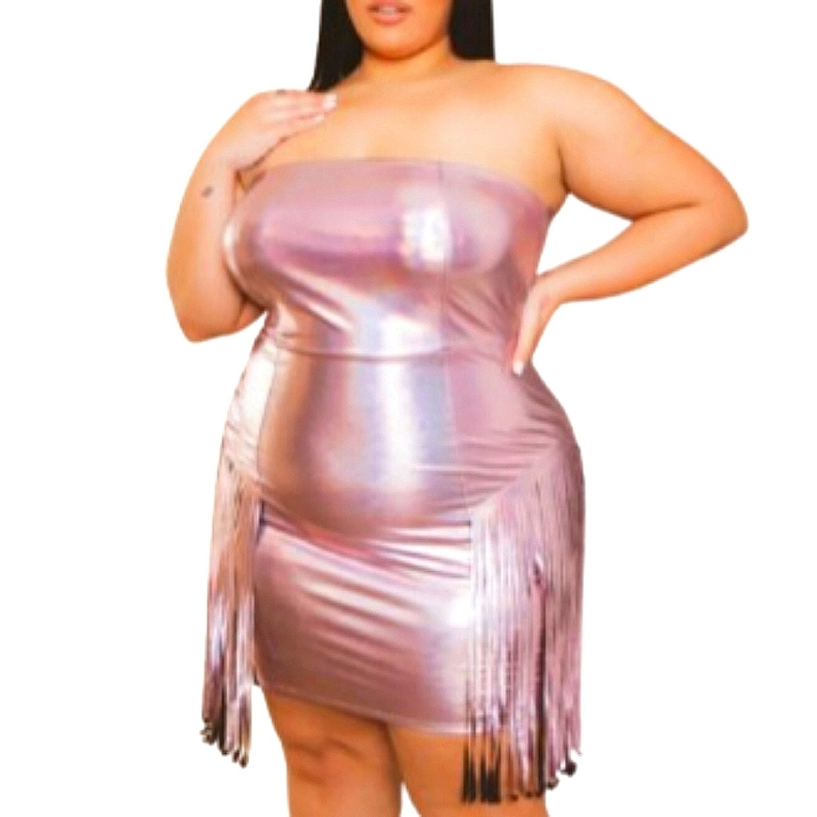 Other ALAINA ☆ PINK METALLIC ☆ STRAPLESS ☆ FRINGE DRESS ☆ 4x ☆ NWT Size 4XL / US 24-26 - 2 Thumbnail