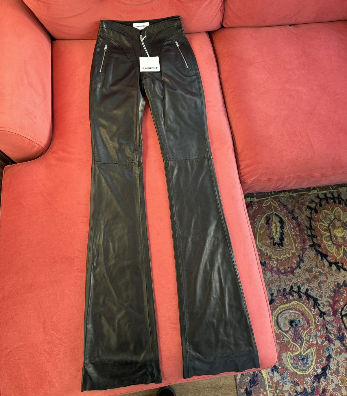 Ambush Design New Ambush flared leather trousers, size XS, 38 IT Size 26" / US 2 / IT 38 - 2 Thumbnail
