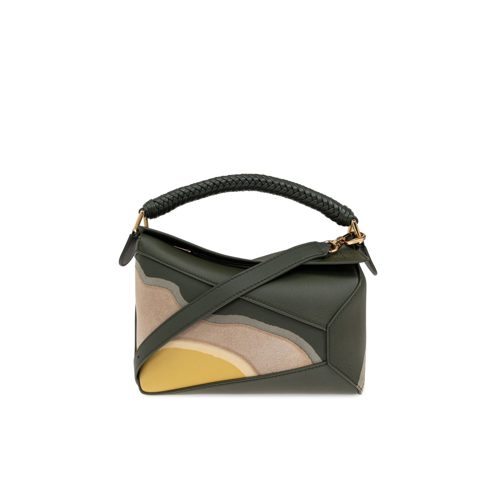 LOEWE Puzzle Small Edge Bottle Green Ochre Leather Handbag N