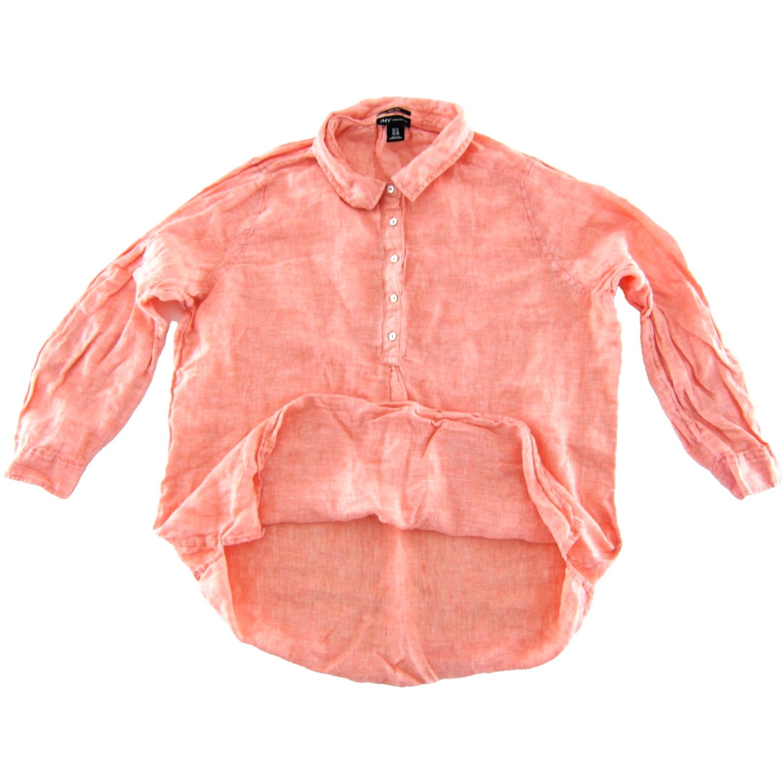 Jones New York Jones New York Blouse 1X Pink Linen 3/4 Sleeve Collared Tunic Shirt Womens Size XL / US 12-14 / IT 48-50 - 4 Thumbnail