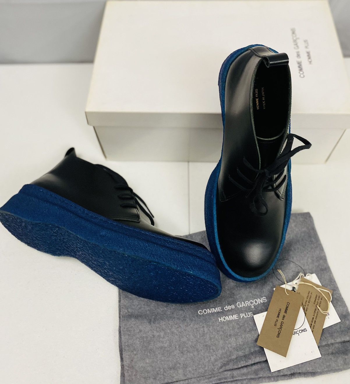 Comme des Garcons Homme Plus CDGHP 🇯🇵 black calf platform gum sole ankle boot 7 25 NEW Size US 7 / EU 40 - 7 Thumbnail