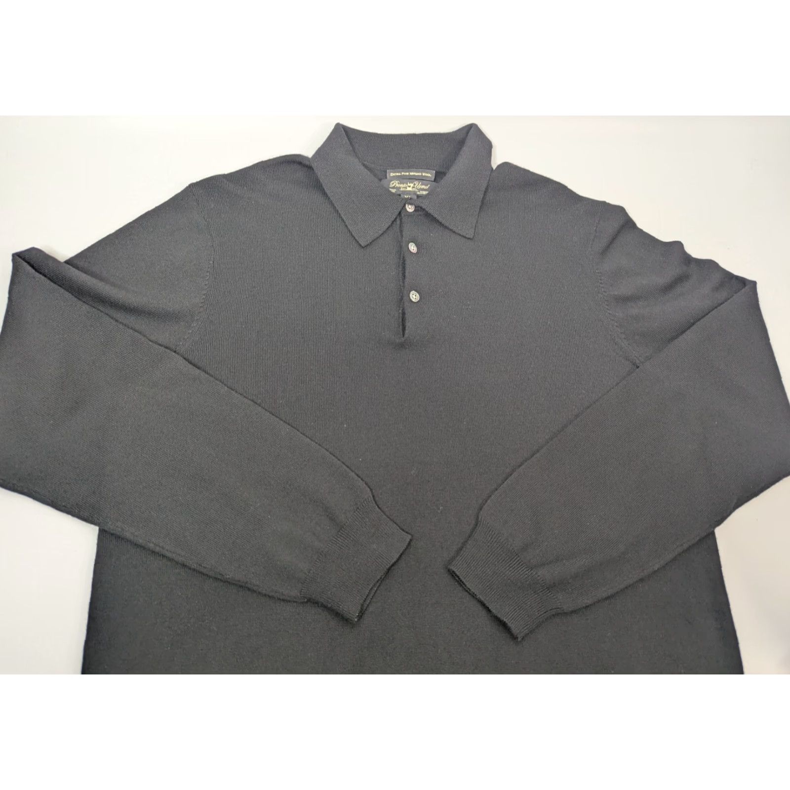 Pronto Uomo VINTAGE Pronto Uomo Extra Fine Merino Wool Long Sleeve Polo Sweater Mens XL Black Preppy Size US XL / EU 56 / 4 - 2 Thumbnail