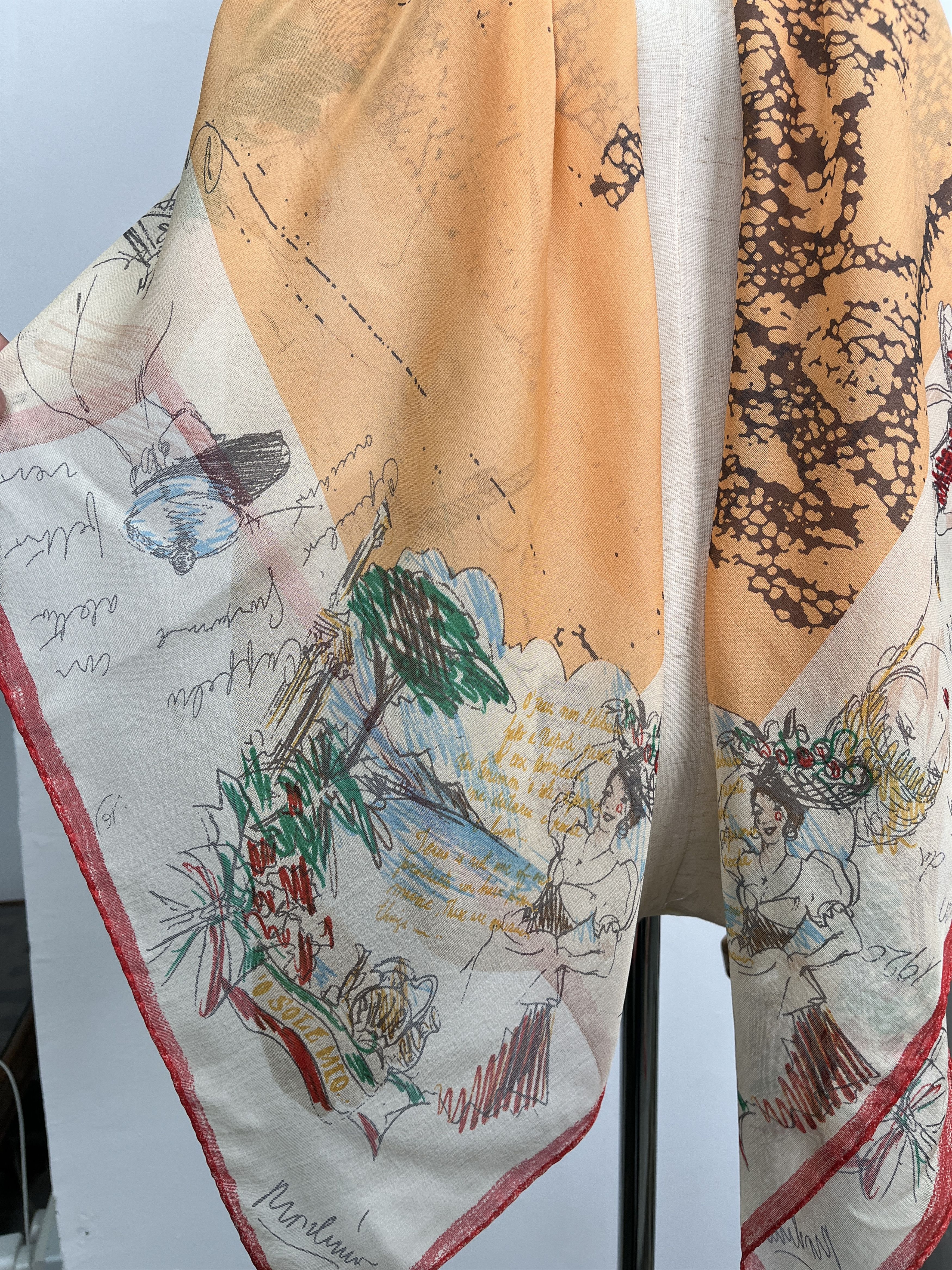 Moschino Moschino Vintage Illustrated Print Square Scarf Size ONE SIZE - 4 Thumbnail