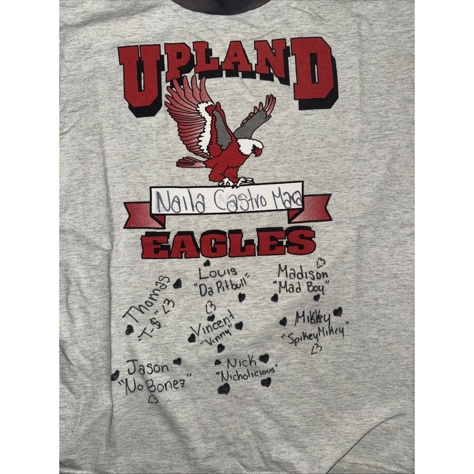 Vintage Vintage 90s Eagles PE T-Shirt Two Tone Ringer Gray M USA Size US M / EU 48-50 / 2 - 2 Thumbnail