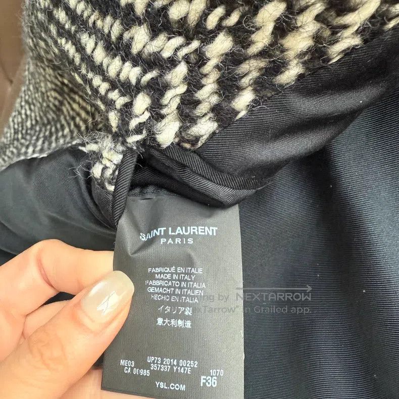 Saint Laurent Paris Saint Laurent Paris Black and white herringbone wool coat Size XS / US 0-2 / IT 36-38 - 8 Thumbnail