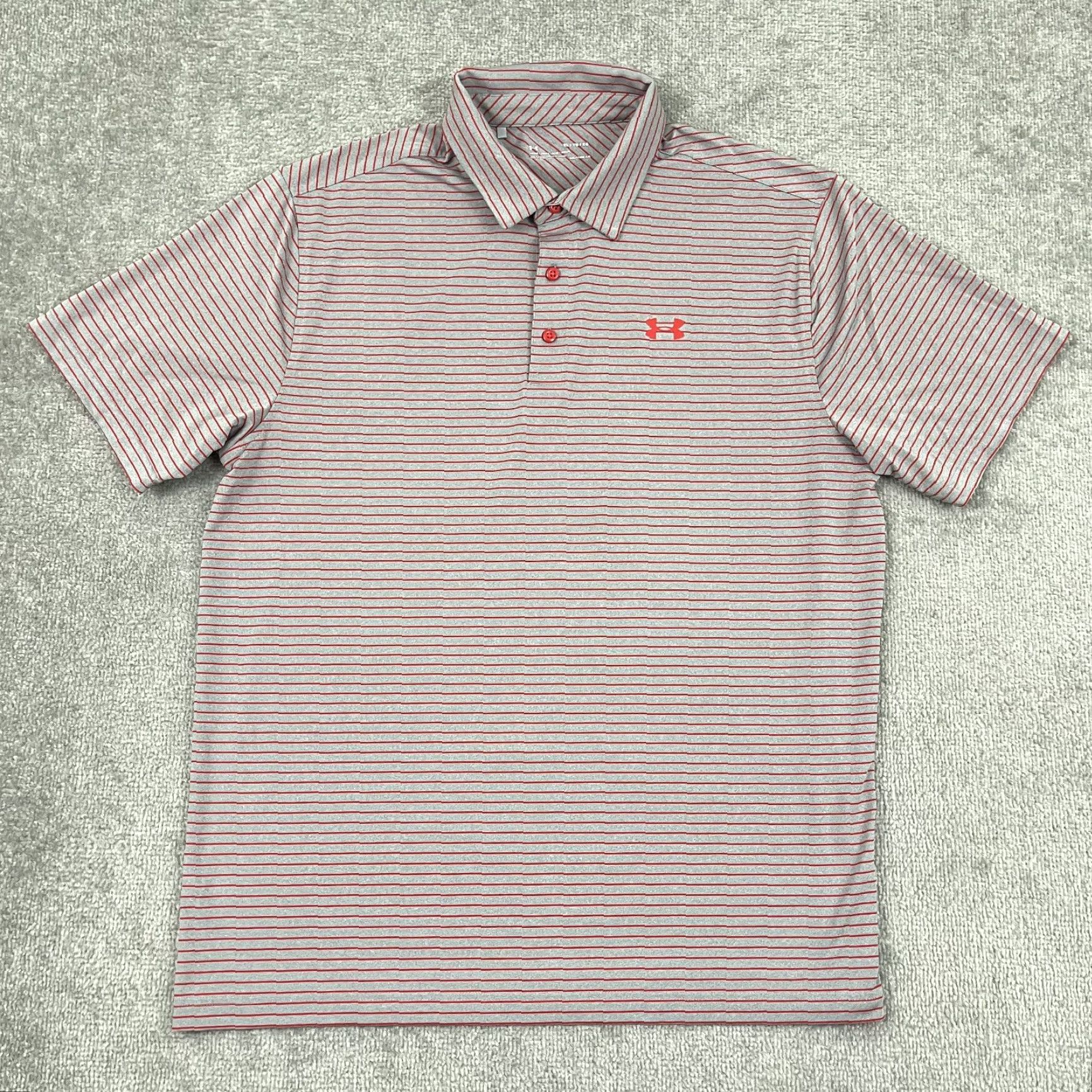 Under Armour Under Armour Polo Shirt Mens Large Gray Red Striped Heatgear Performance Golf Size US L / EU 52-54 / 3 - 2 Thumbnail
