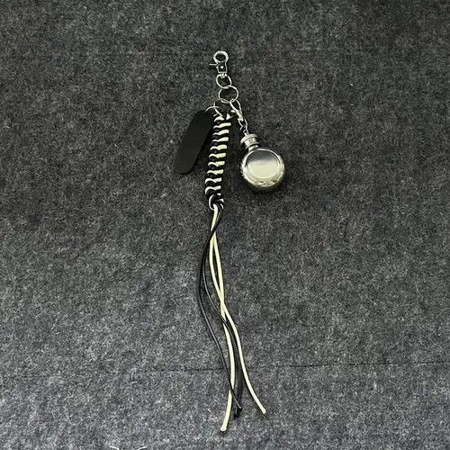 Jewelry Leather Tassel Keychains with Mini Flask Charms Size ONE SIZE - 3 Thumbnail