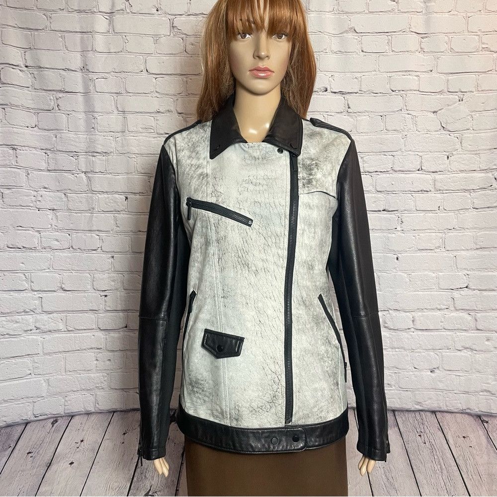 Other Bernardo Moto Leather Black Grey Jacket Size L Size L / US 10 / IT 46 - 2 Thumbnail