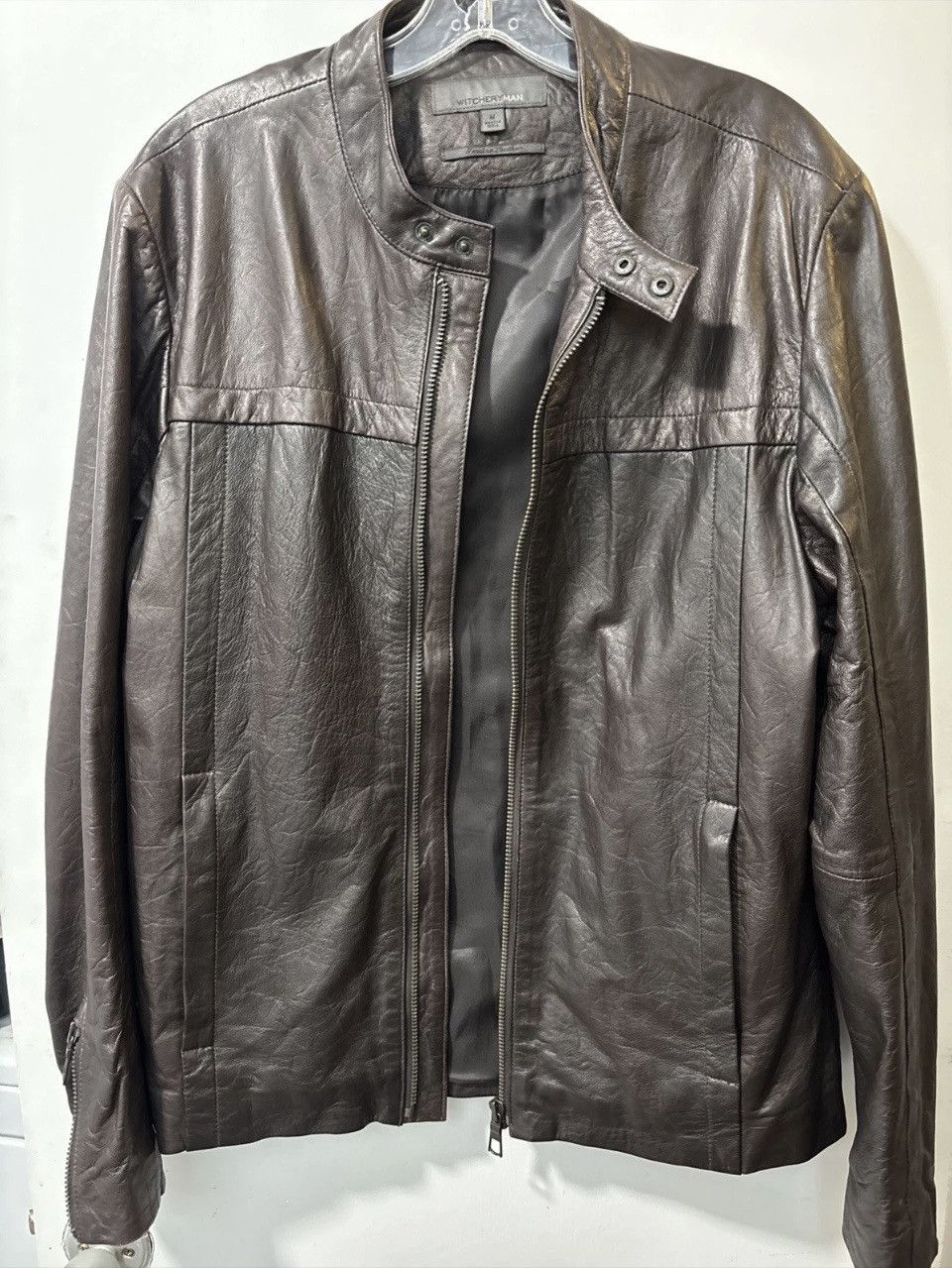 Other Witchery Man Brown Leather Biker Moto jacket soft zip sleeve Size US M / EU 48-50 / 2 - 1 Thumbnail