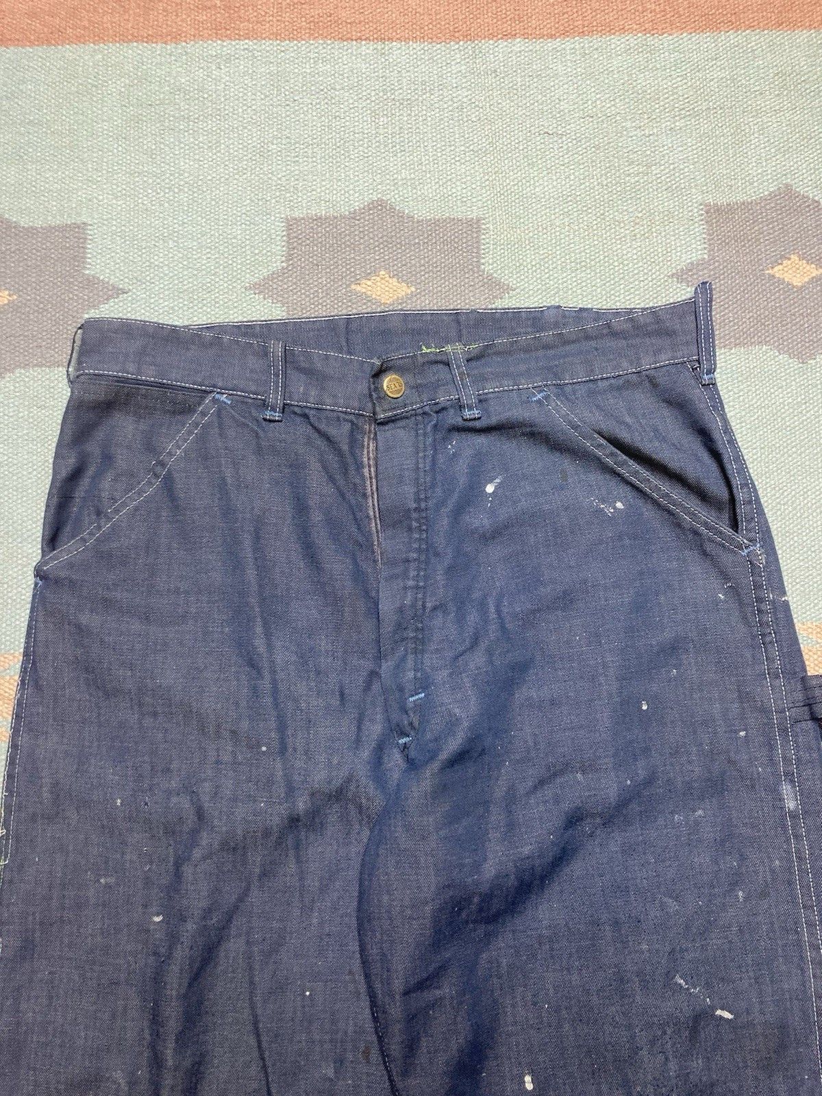 Vintage 70s sears denim carpenter jeans distressed paint AS IS 33x32 Size US 33 - 5 Thumbnail