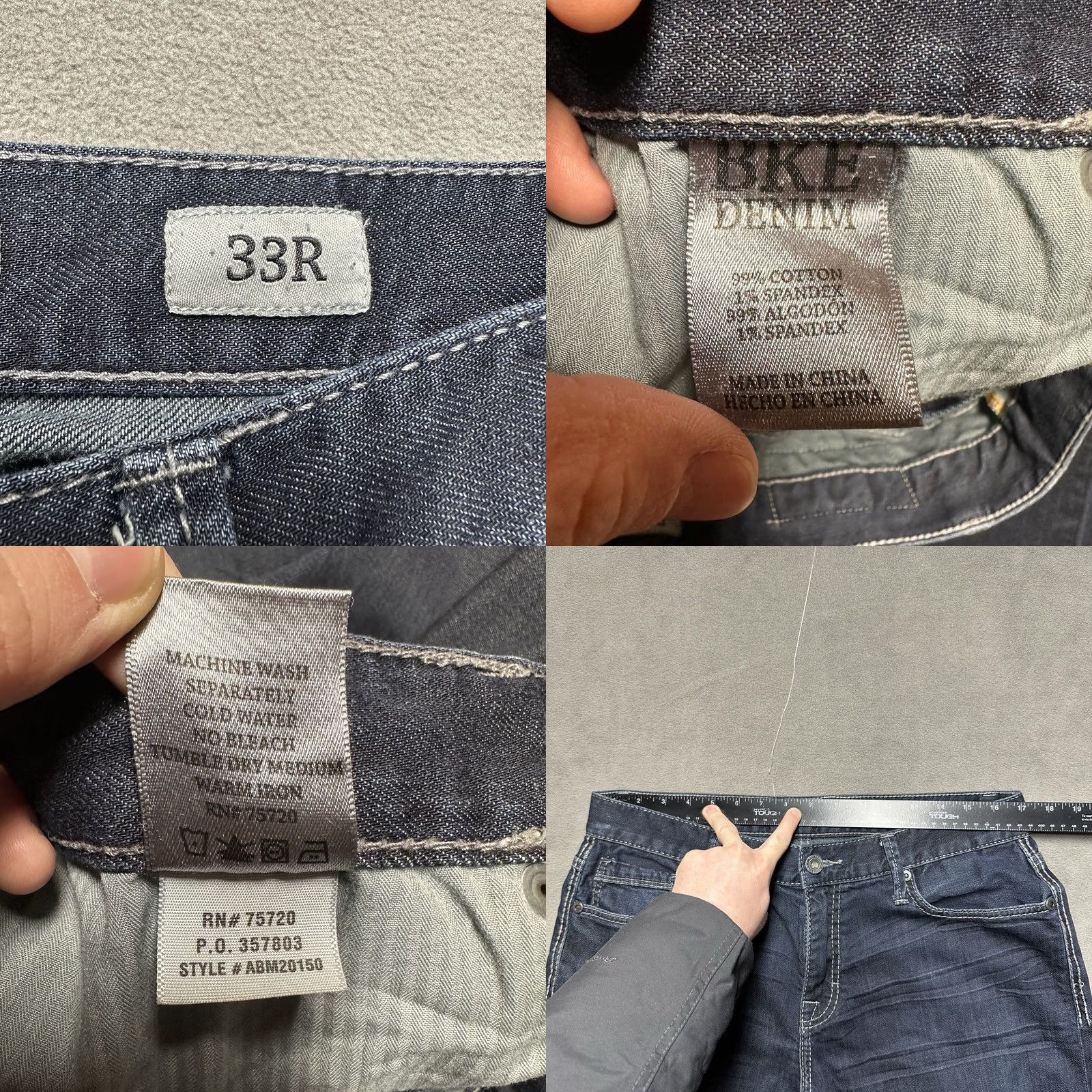 Vintage Buckle BKE Carter Jeans Mens 33R 34x29 Blue Denim Bootcut Dark Wash GUC Size US 33 - 8 Thumbnail