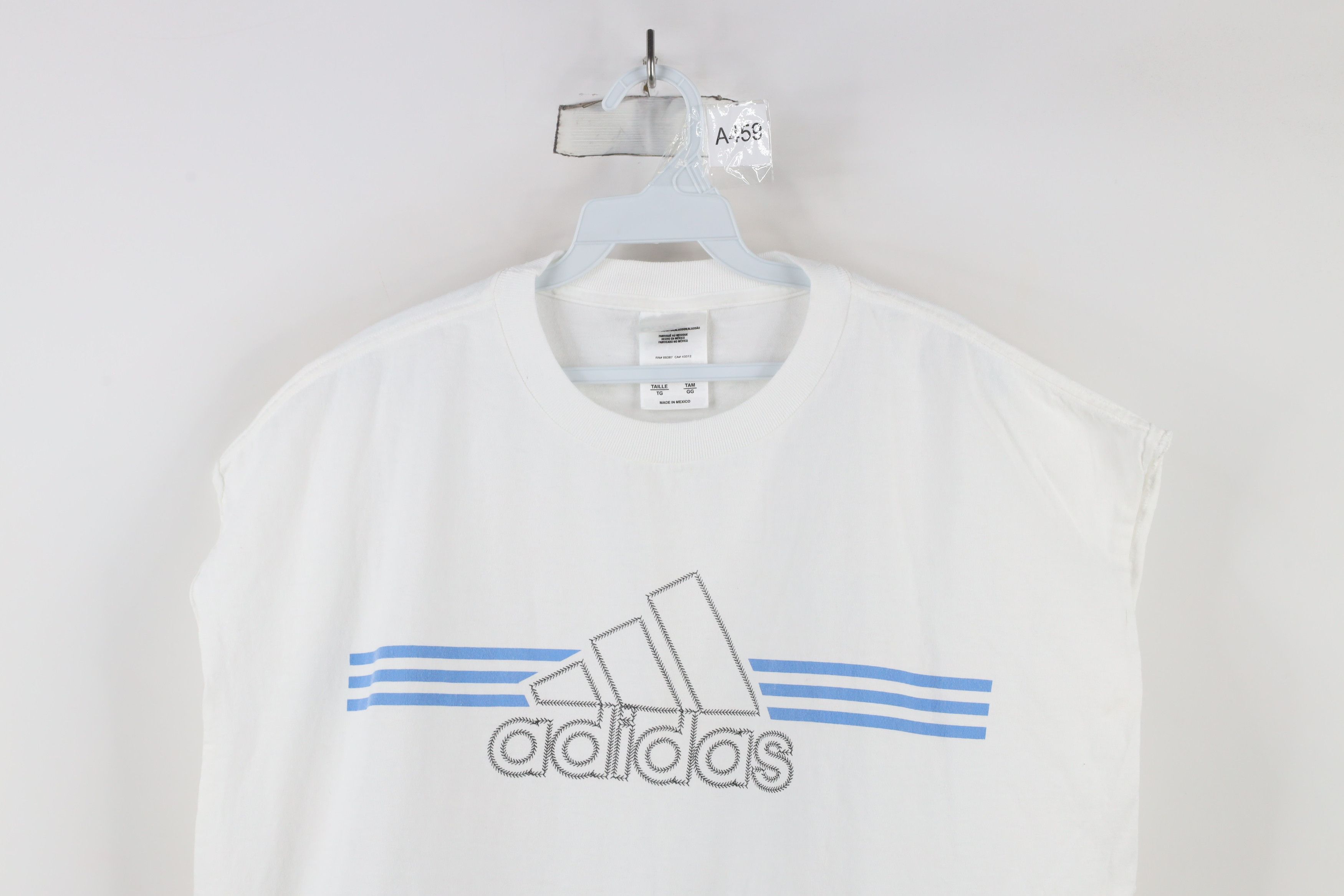 Adidas × Vintage Vintage Y2K Adidas Big Logo Sleeveless Muscle T-Shirt White Size US XL / EU 56 / 4 - 2 Thumbnail