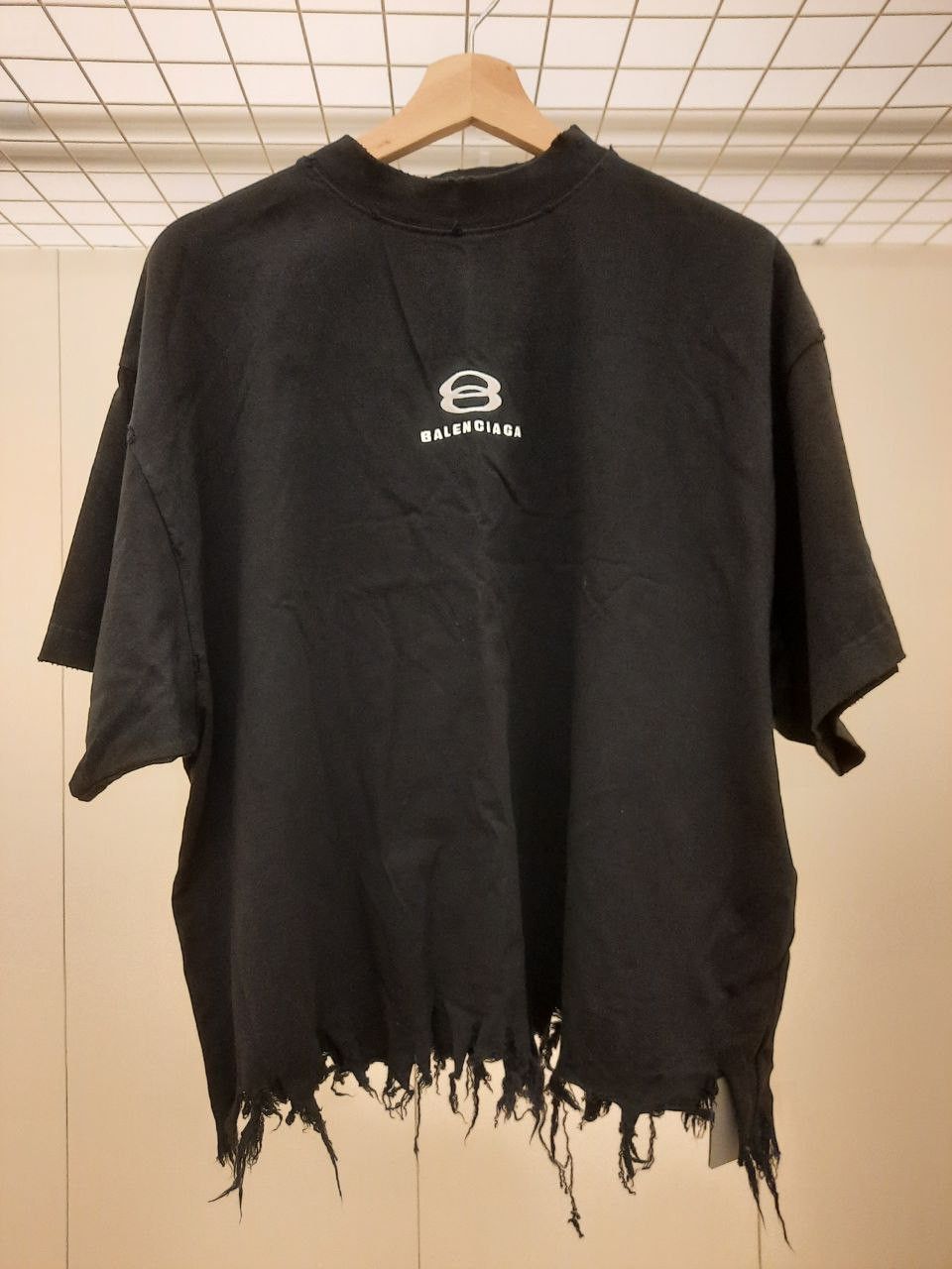 Balenciaga *New* Unity Sports Icon Cropped Distressed Tee