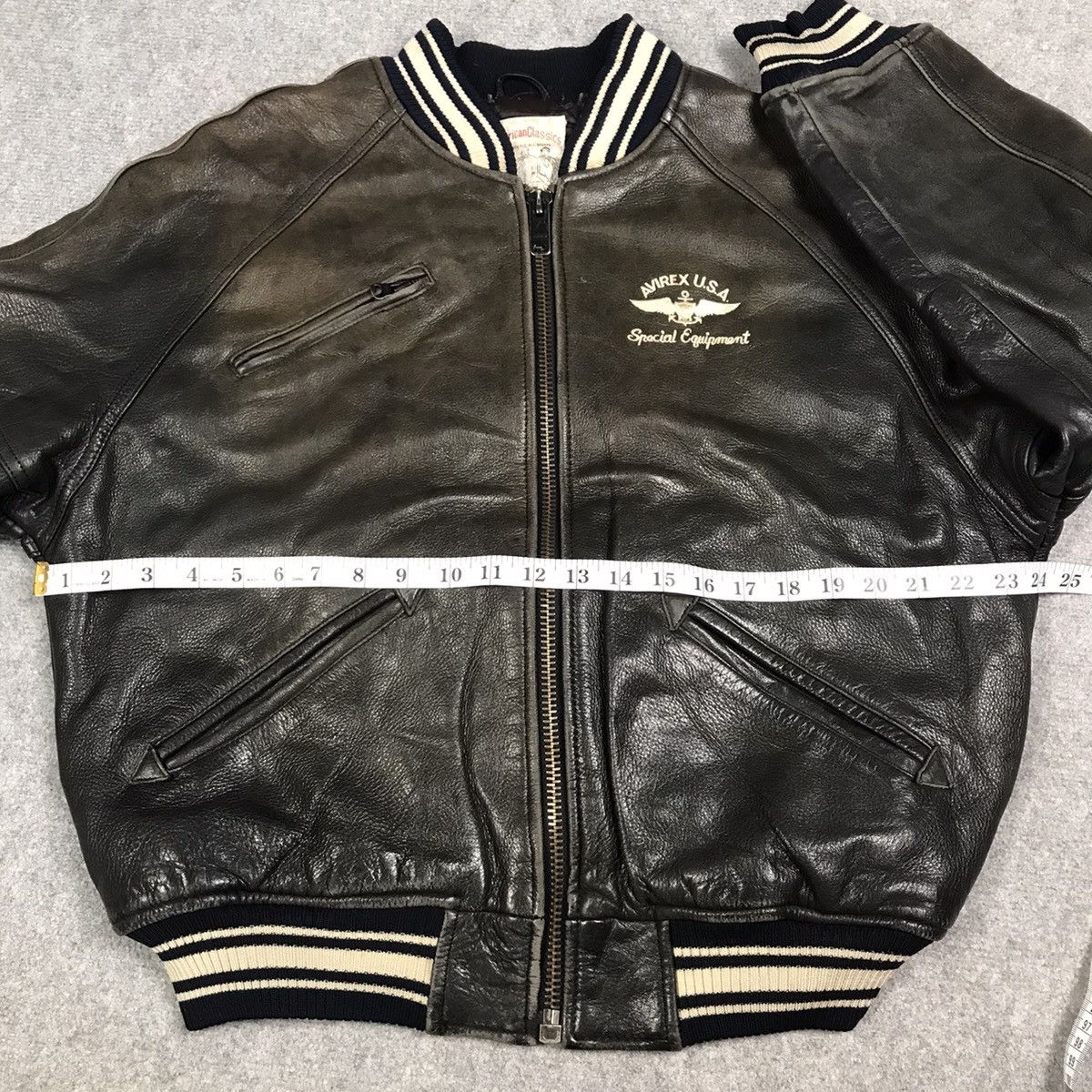 Avirex AVIREX BOMBER LEATHER JACKET BIG LOGO SUN FADED LEATHER Size US XS / EU 42 / 0 - 20 Thumbnail