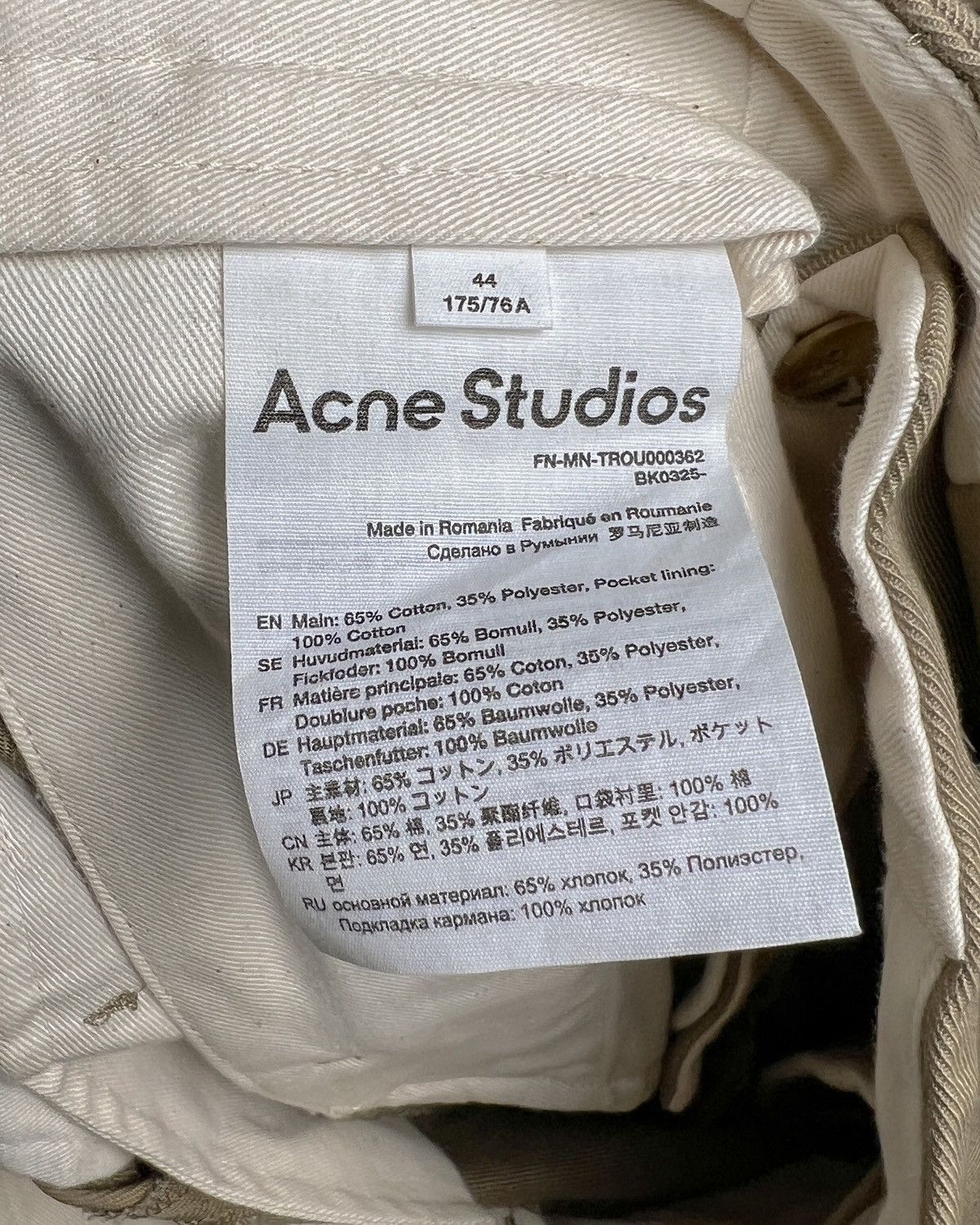 Acne Studios Acne Studios Chino Trousers Sand Beige Size US 30 / EU 46 - 4 Thumbnail
