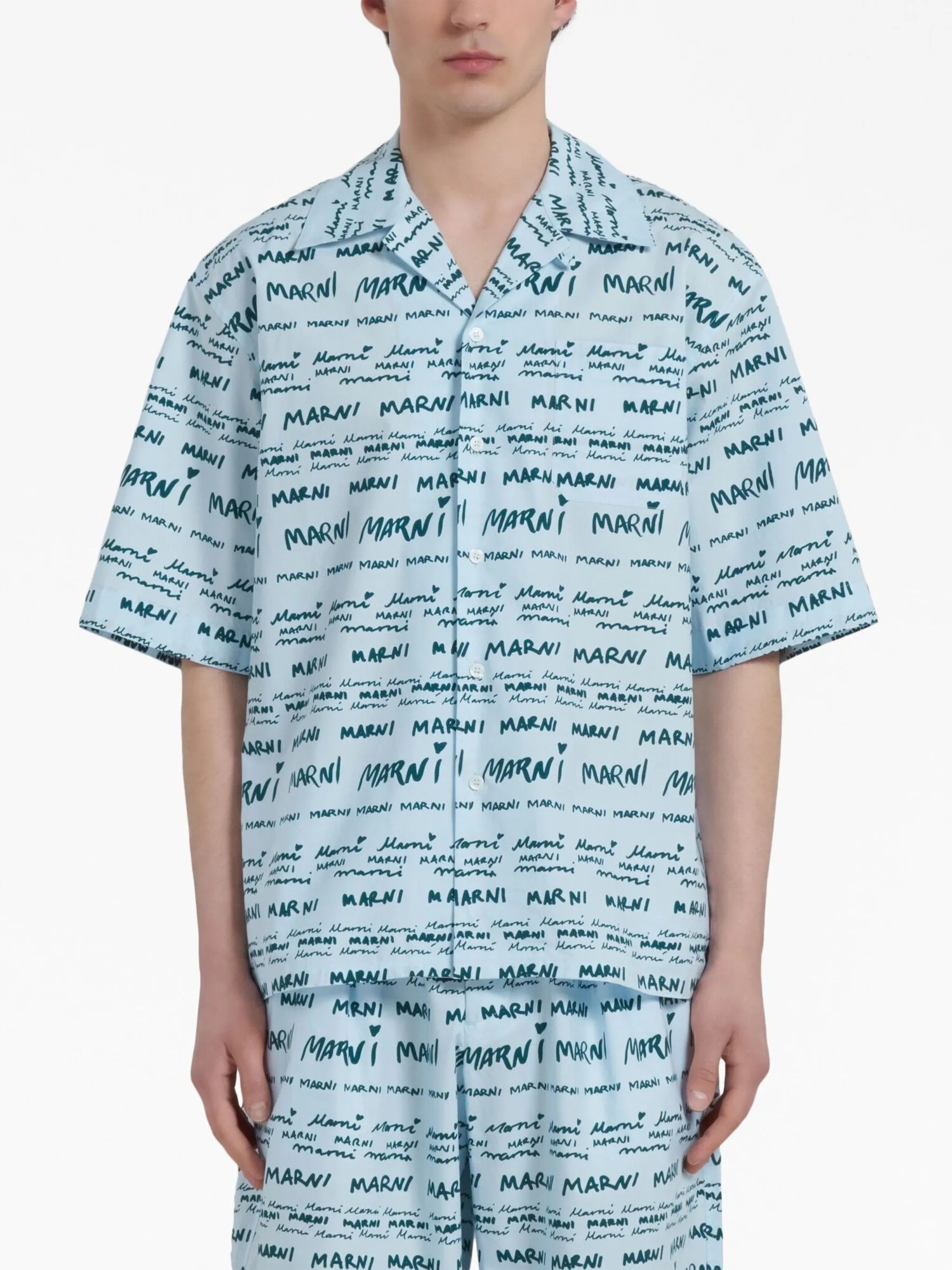 Marni o1y0225 Patterned Shirt in Light Blue/Green Size US M / EU 48-50 / 2 - 2 Thumbnail