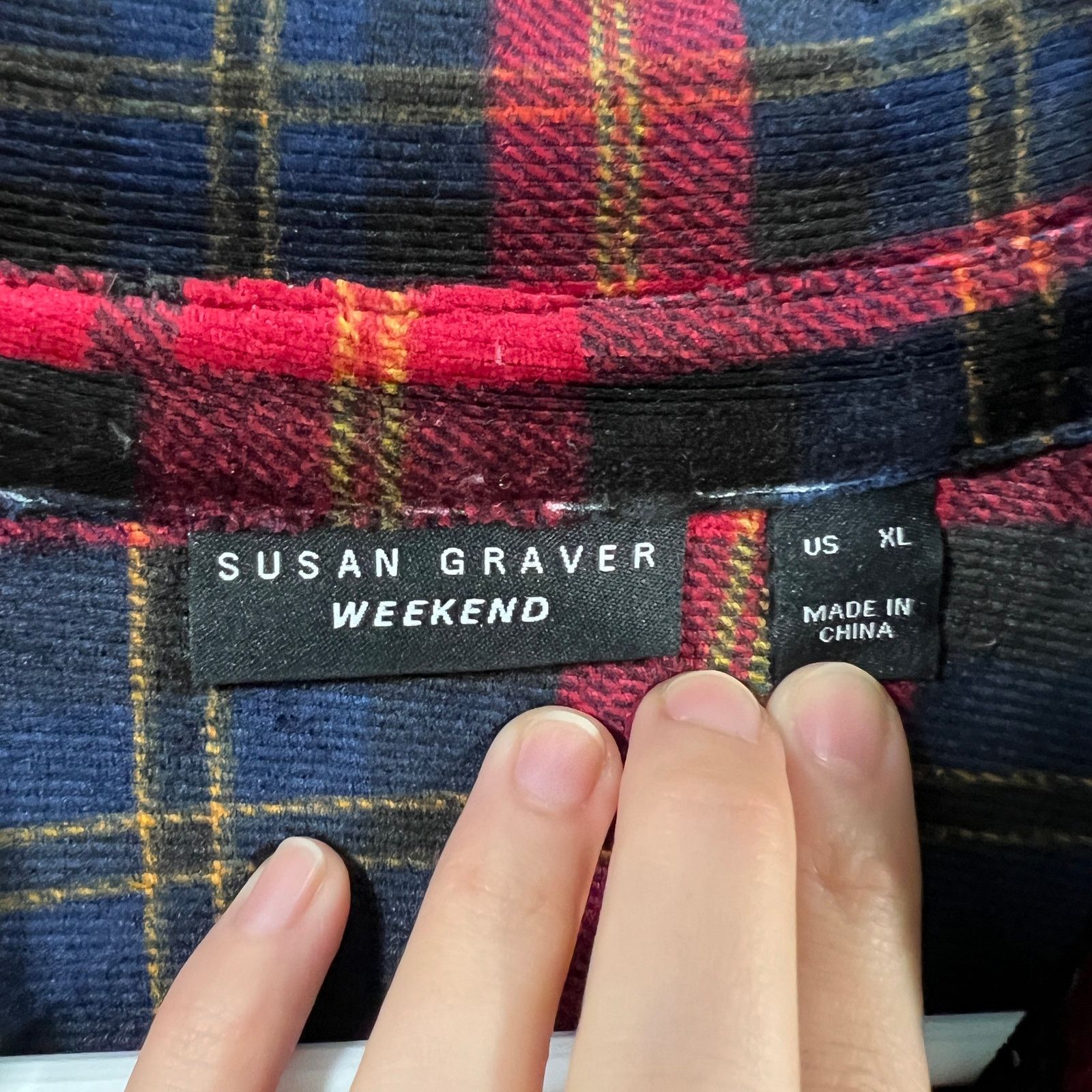 Other Susan Graver Weekend Regular Plaid Knit Corduroy Button Size XL / US 12-14 / IT 48-50 - 3 Thumbnail