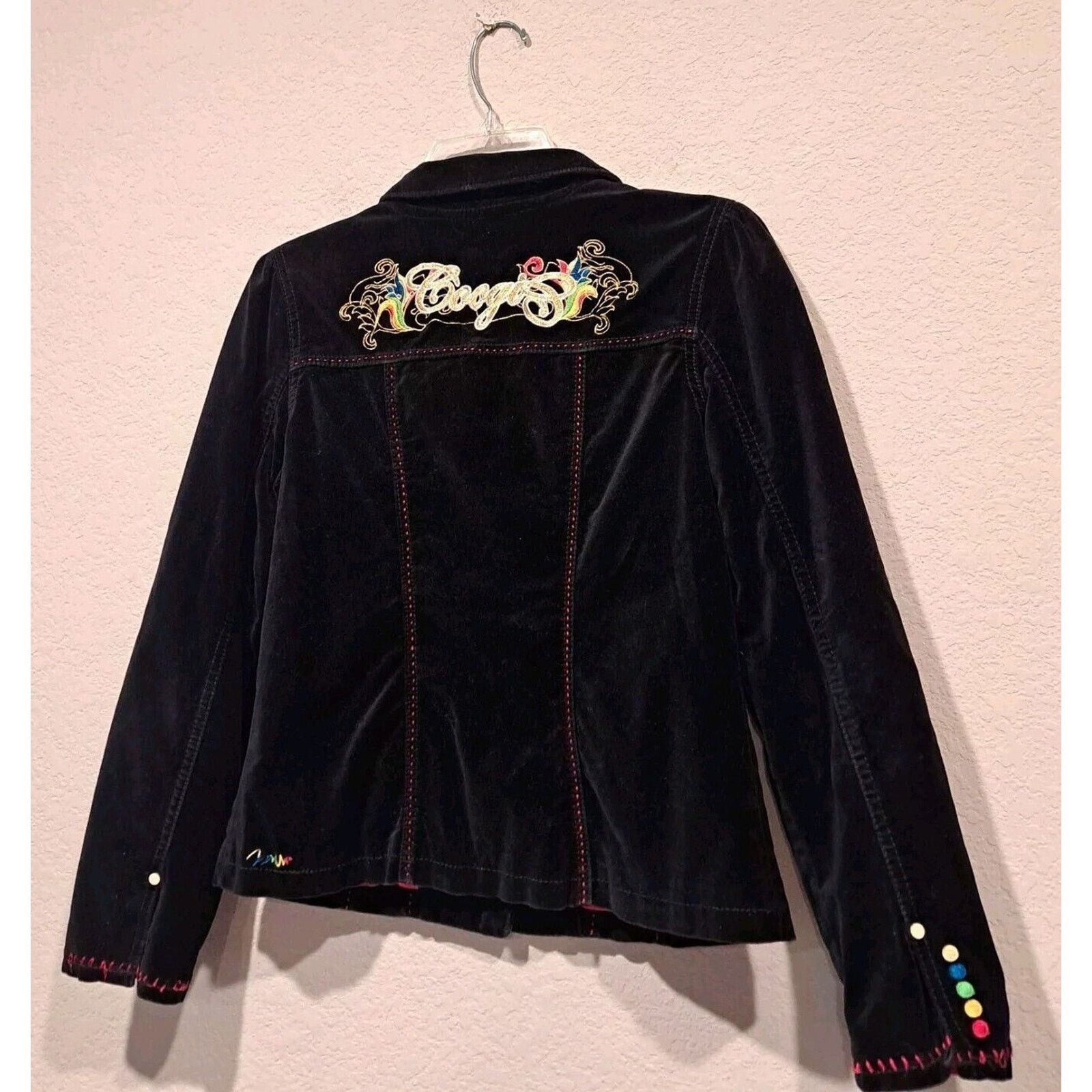Coogi Coogi Vintage Black Velvet Jacket Blazer Logo Studs Gold XL Size XL / US 12-14 / IT 48-50 - 2 Thumbnail