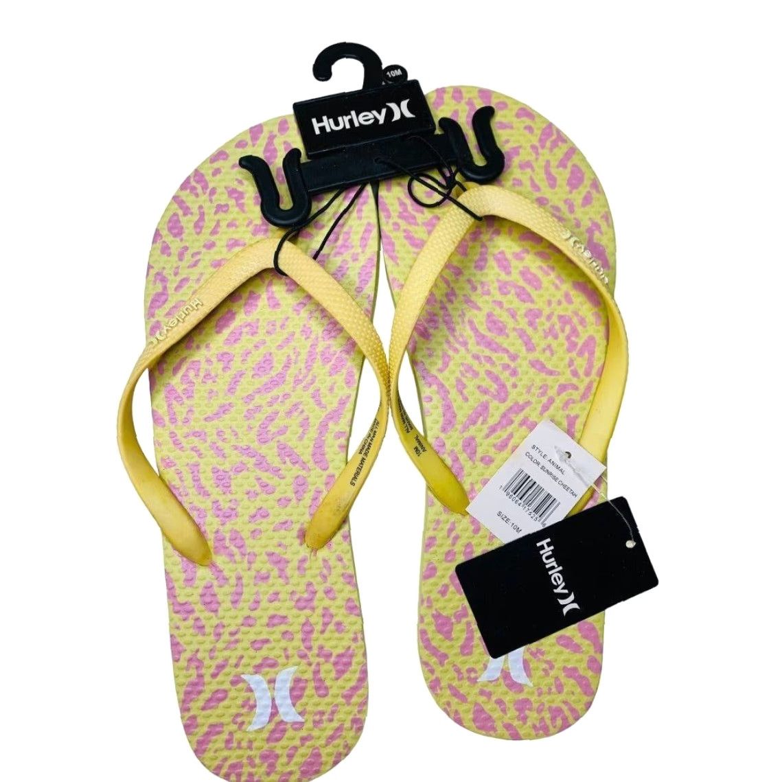 Hurley Hurley Womens Flip Flop Sandal 10M Multicolor Yellow Pink Cheetah Sunrise Size US 10 / IT 40 - 2 Thumbnail