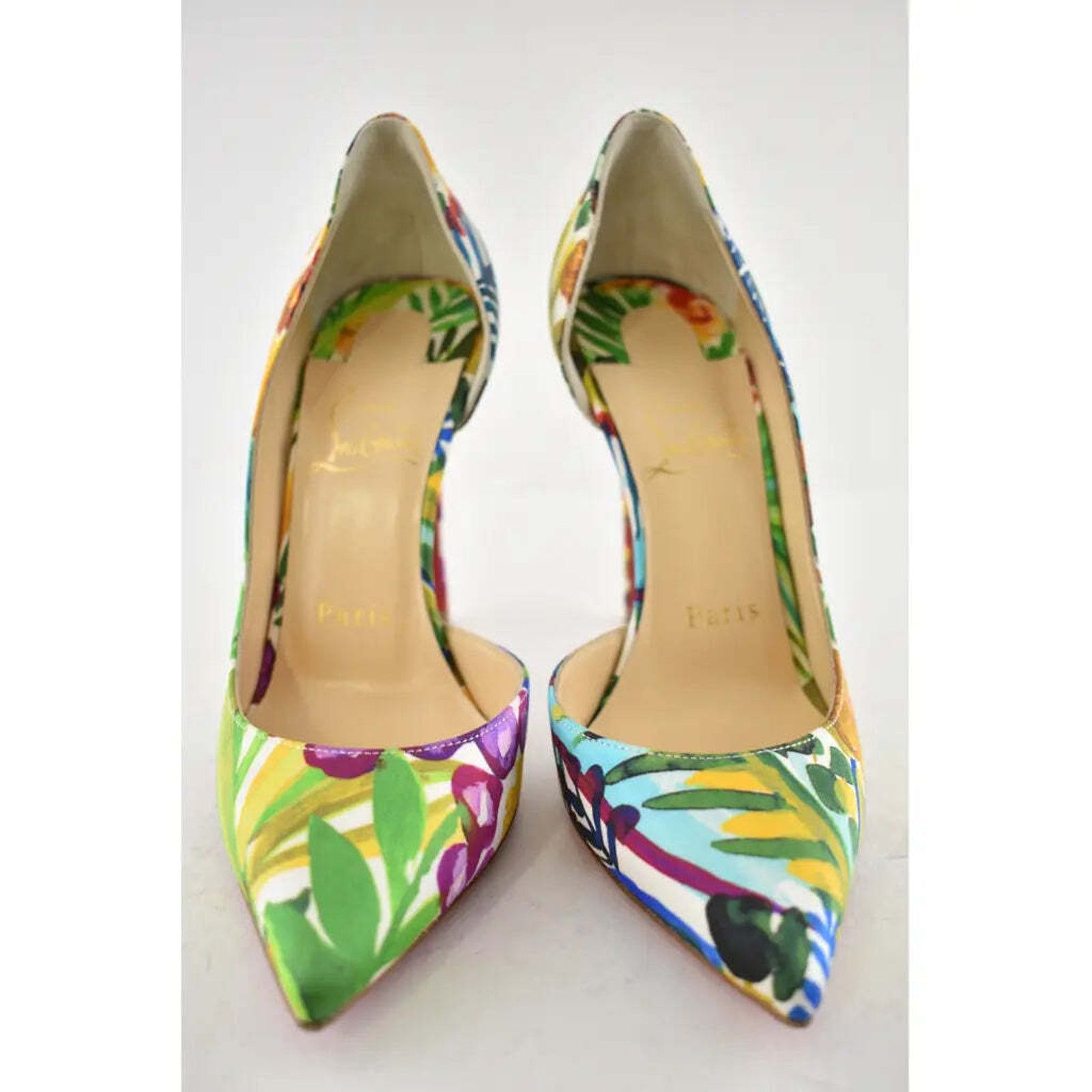 Christian Louboutin Christian Louboutin Iriza 100 Crepe Satin Fleuri Floral Size US 5 / IT 35 - 5 Thumbnail