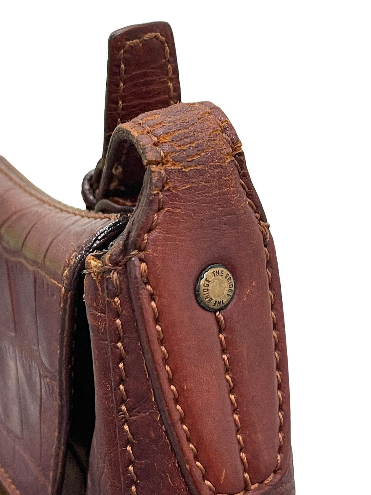 Genuine Leather Crocodile Embossed The Bridge Italy Leather Shoulder Bag Size ONE SIZE - 13 Thumbnail
