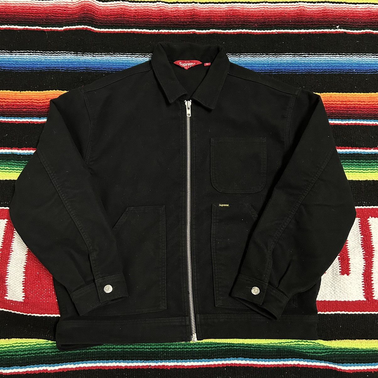 image of Supreme Moleskin Work Jacket Black Medium, Men's