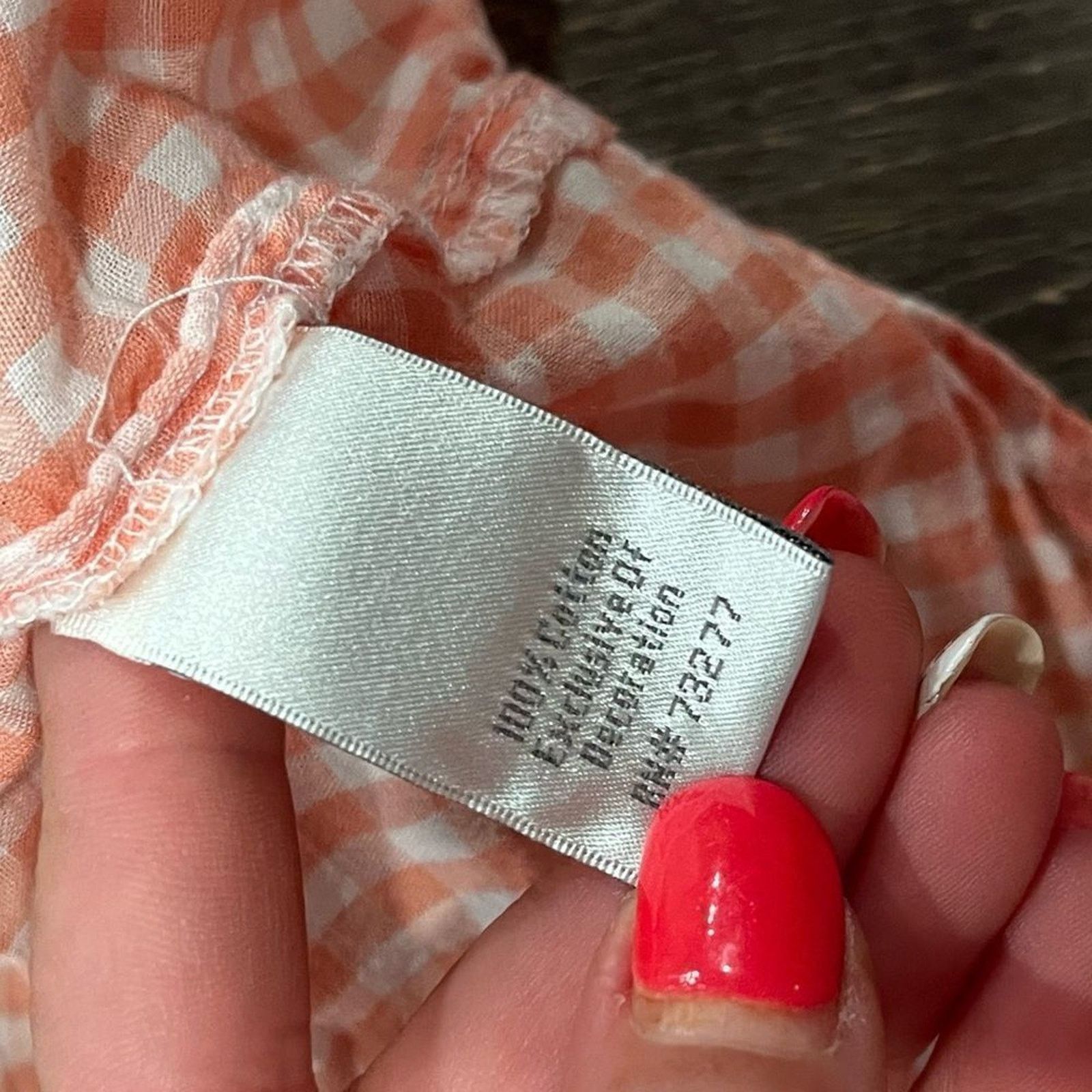 Vintage LC Lauren Conrad Peach White Gingham Print Blouse Size XS Size XS / US 0-2 / IT 36-38 - 3 Thumbnail