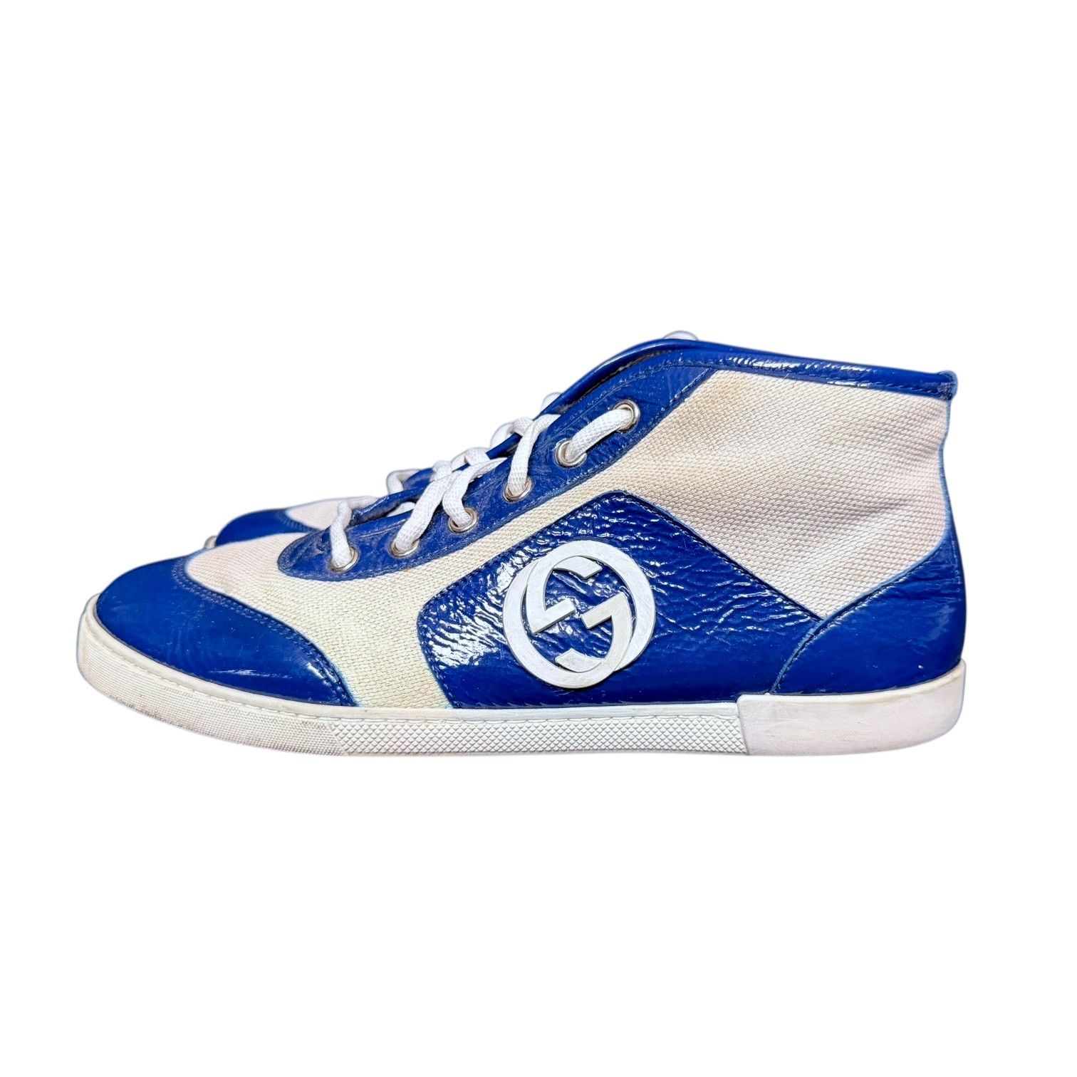 Gucci Men's Gucci Canvas/Patent Leather Hi-Top Shoes US 6 $795 Size US 6 / EU 39 - 3 Thumbnail