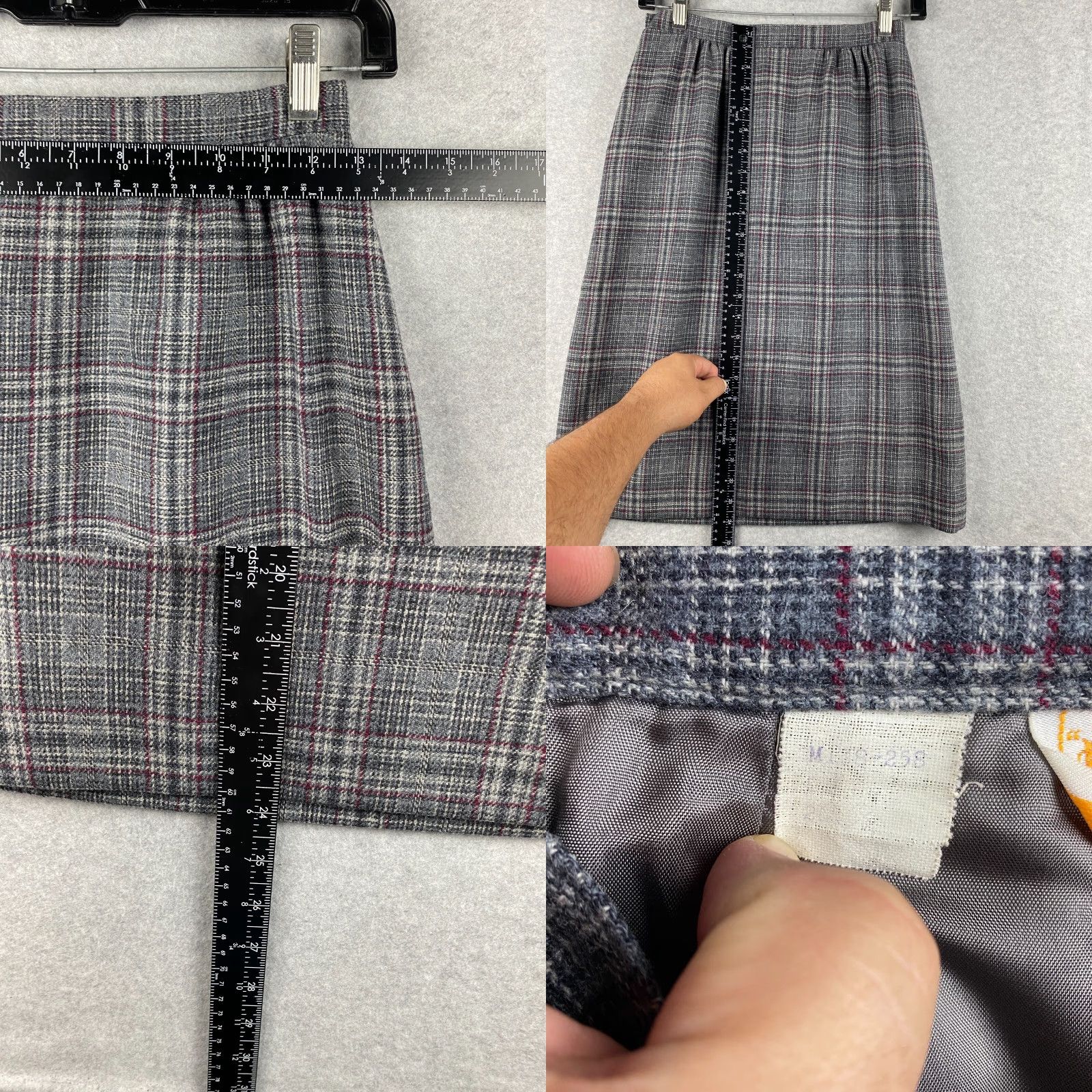 Pendleton VINTAGE Pendleton Skirt 4 Womens Gray Tartan Plaid Wool USA Made 70s Size 27" / US 4 / IT 40 - 8 Thumbnail