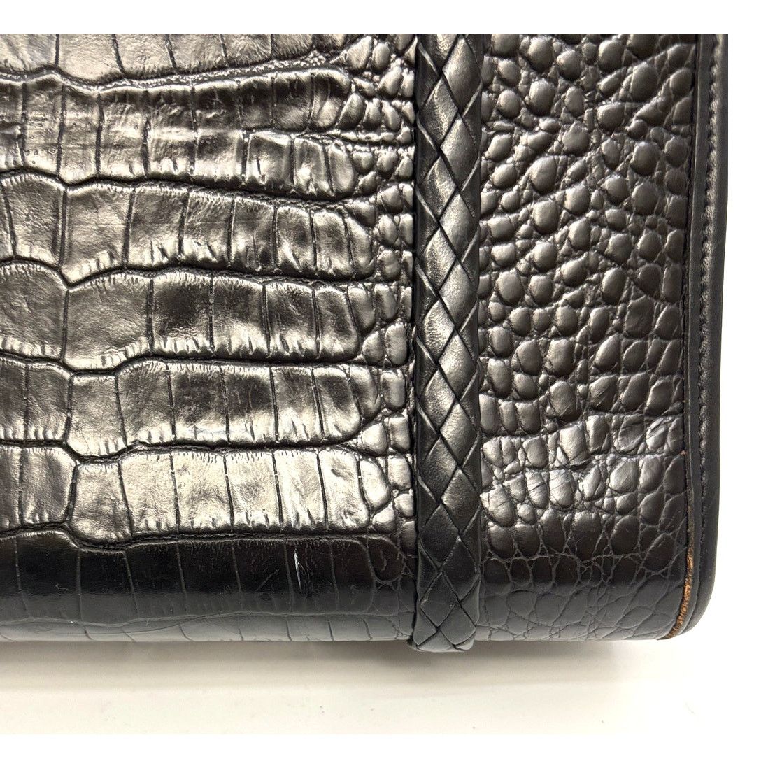 Brighton Vintage BRIGHTON Black Croc Embossed Leather Shoulder Bag Size ONE SIZE - 14 Thumbnail