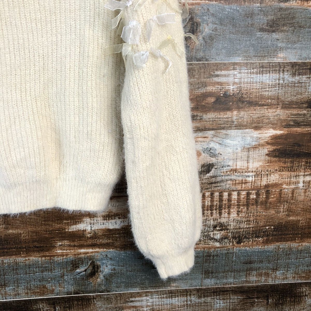 Homespun Knitwear × Majestic DLL Majestic Legon mohair Cream Knitwear #C236 Size M / US 6-8 / IT 42-44 - 18 Thumbnail