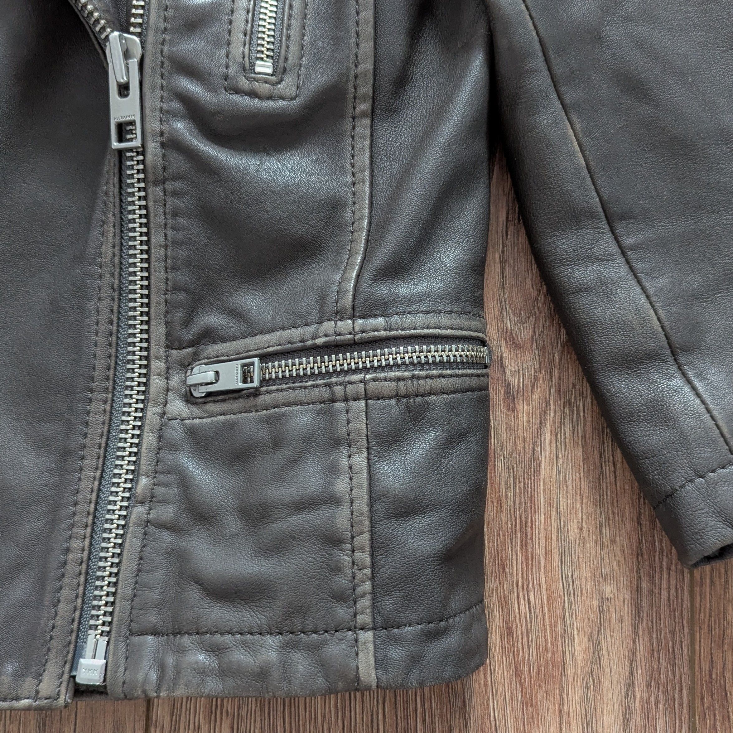 Allsaints ALLSAINTS Cropped Cargo Biker Leather Jacket With Scuffs Size M / US 6-8 / IT 42-44 - 5 Thumbnail
