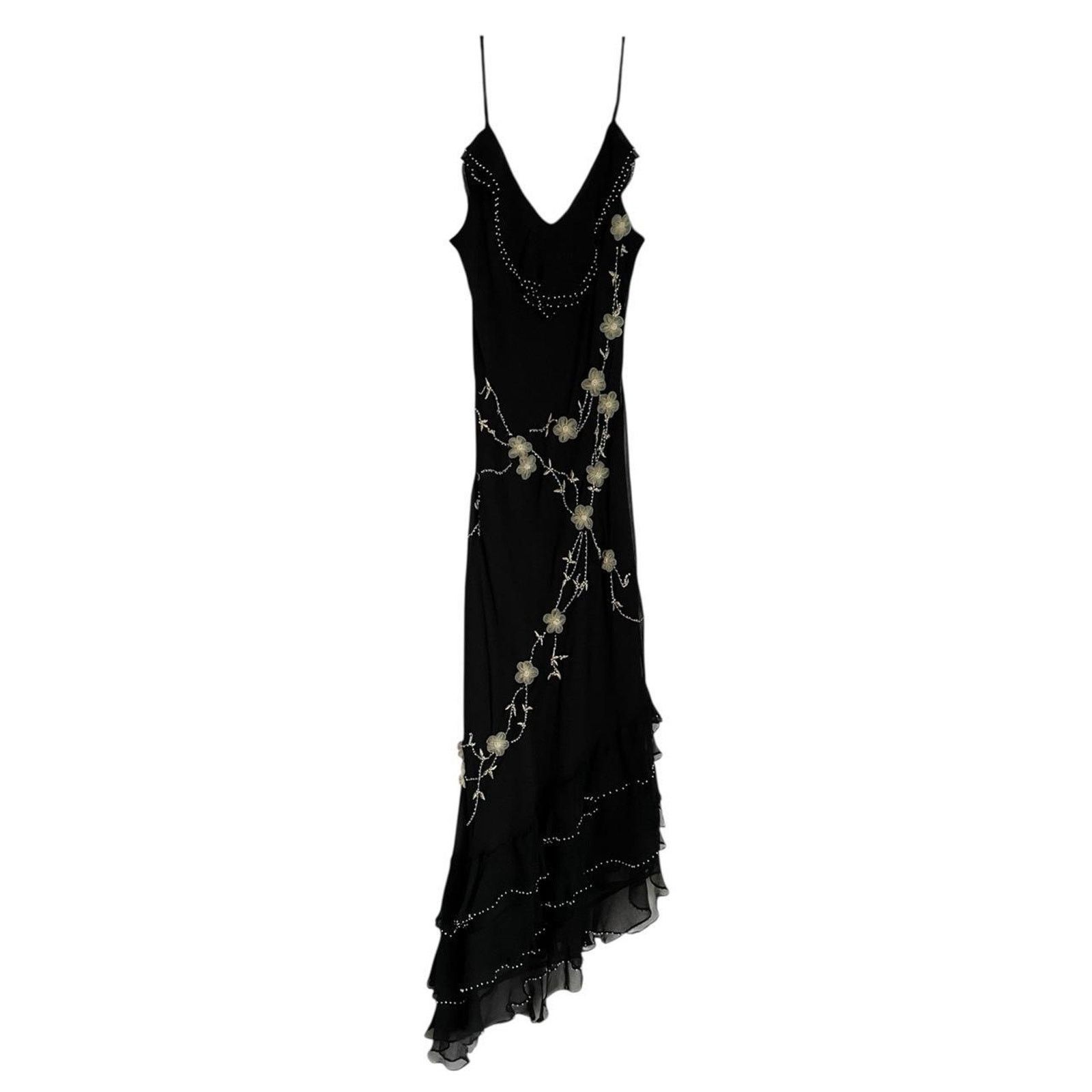 Vintage VTG 90s ICE asymmetrical beaded Silk Gothic fairy maxi dress |  Grailed
