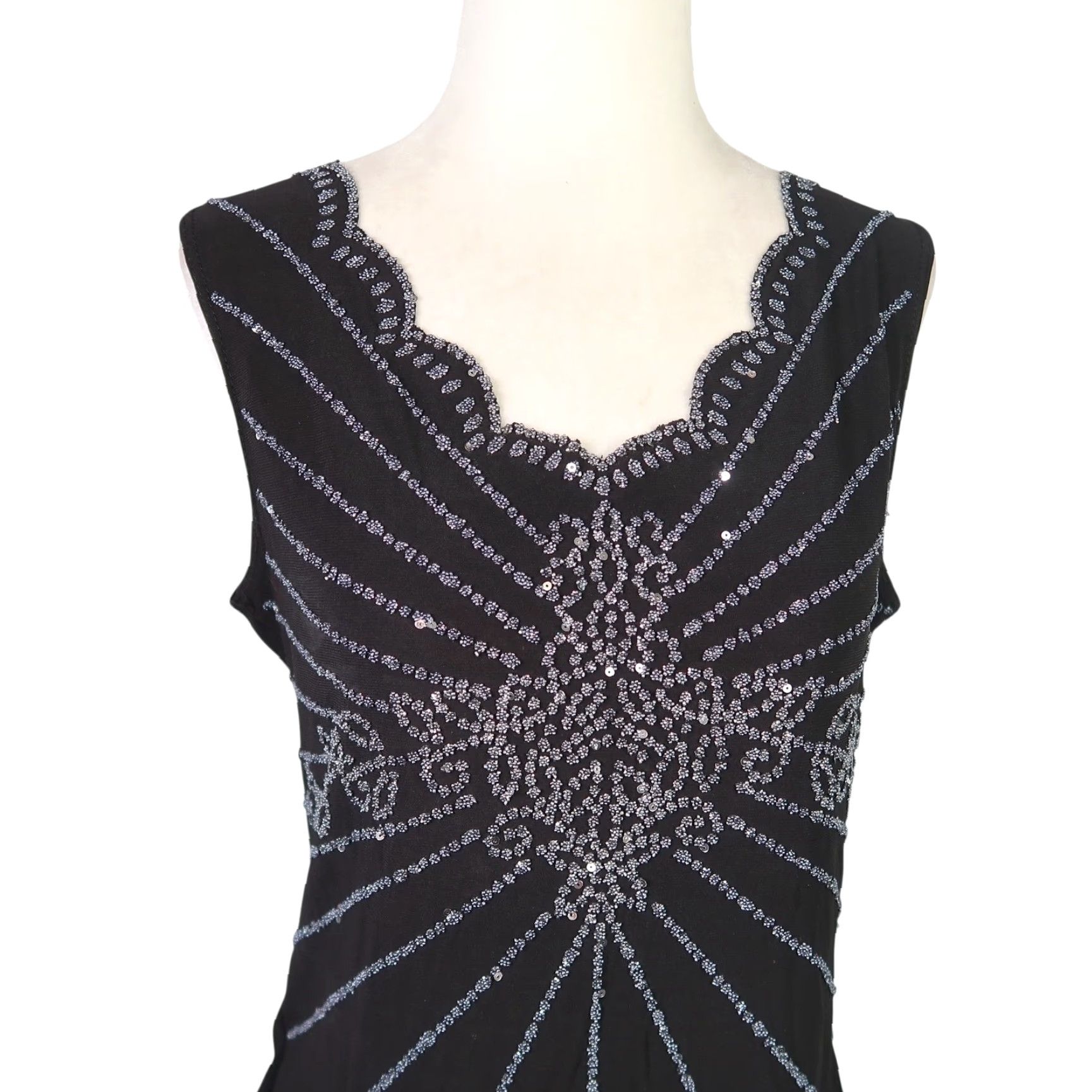 Vintage VINTAGE JBS Tank Womens M Black Beaded Embellished 90s Party Cocktail Sleeveless Size M / US 6-8 / IT 42-44 - 2 Thumbnail