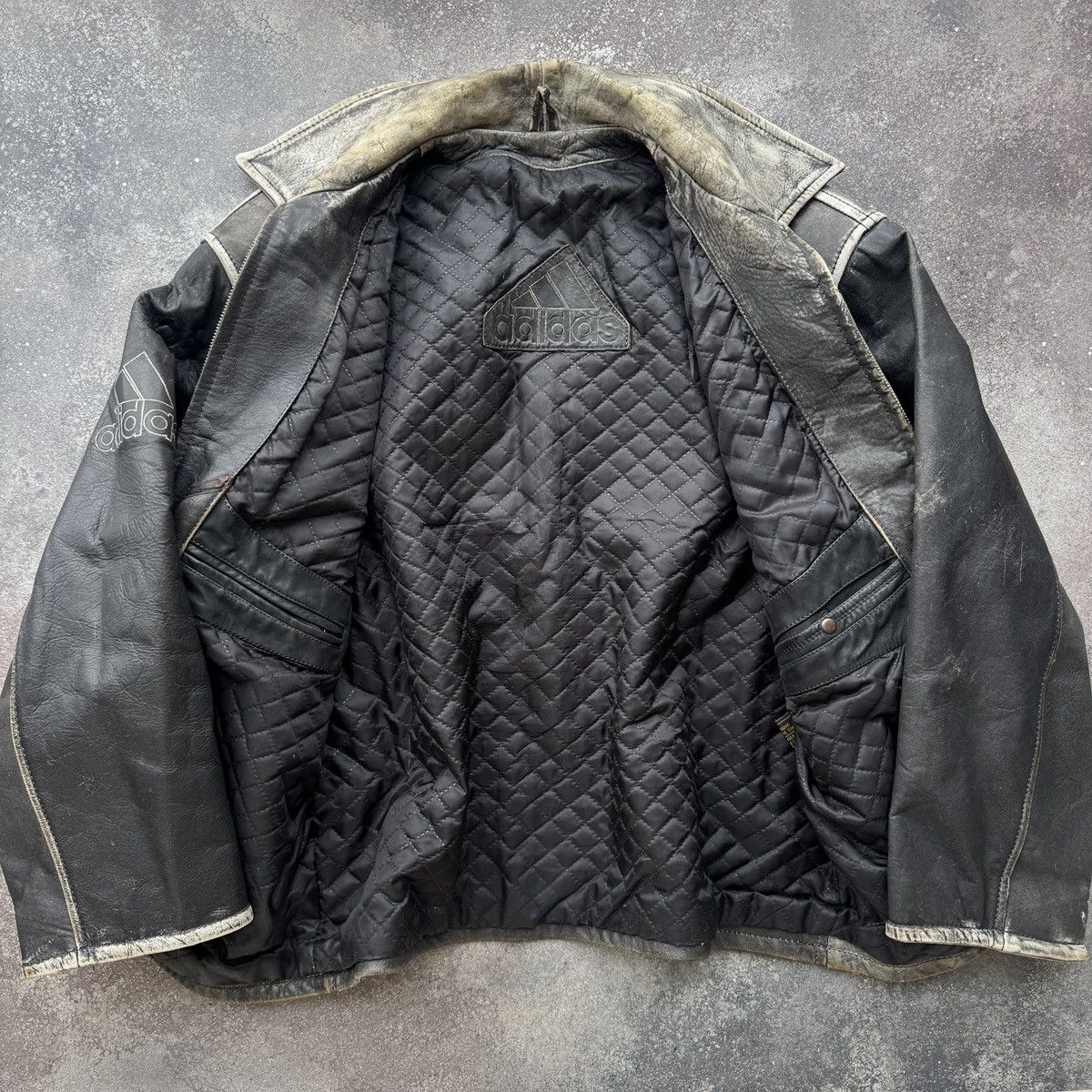 Adidas Adidas Equipment 90s Vintage Rare Real Faded Leather Jacket Size US L / EU 52-54 / 3 - 13 Thumbnail