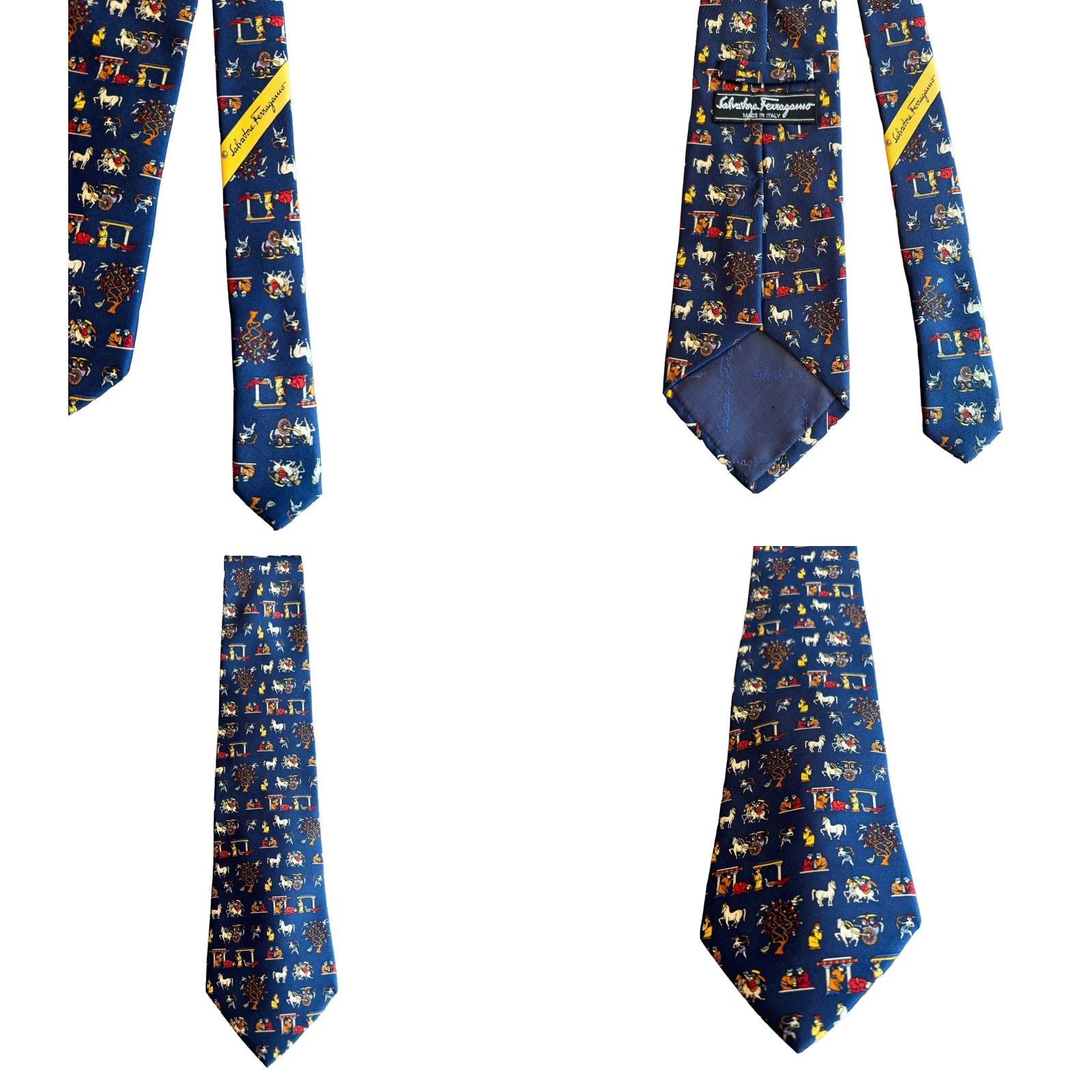 Salvatore Ferragamo SALVATORE FERRAGAMO Tie Persian Medieval Novelty Blue Silk Italy Necktie Size ONE SIZE - 8 Thumbnail