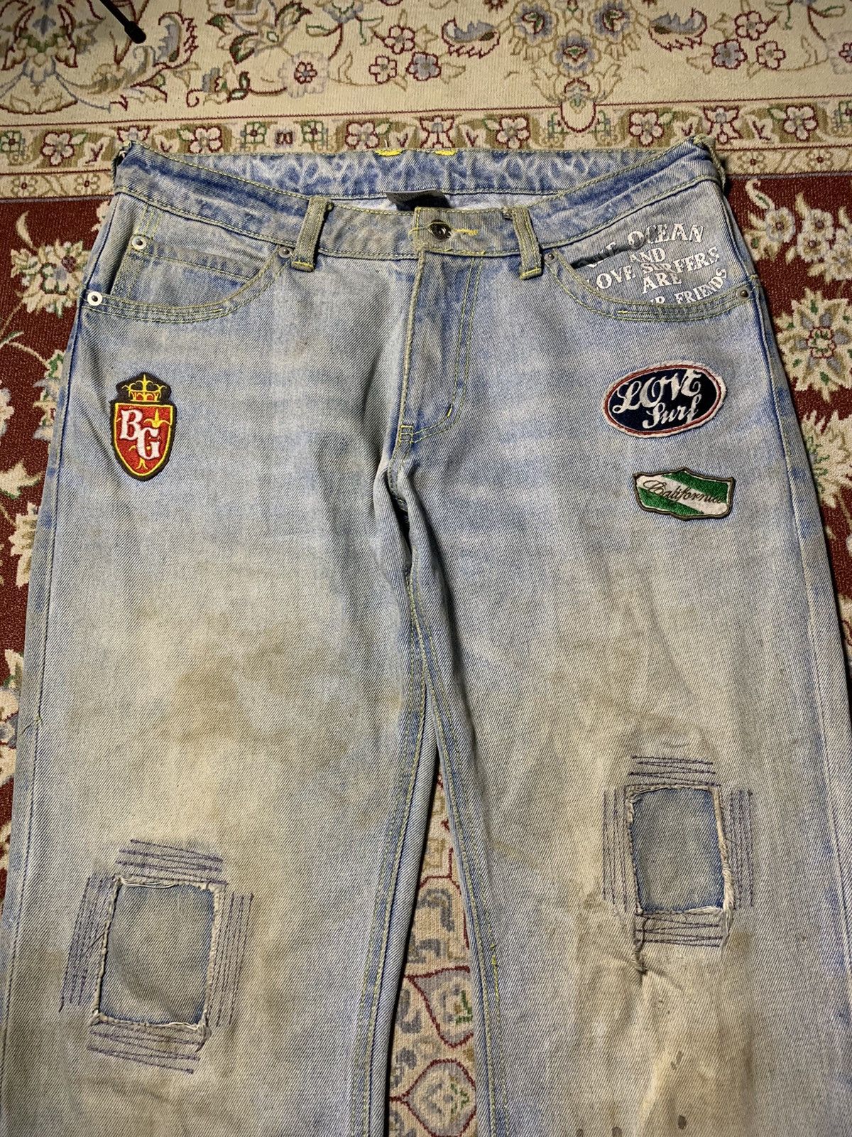 Body Glove Y2K BODY GLOVE BORO SASHIKO PANT EMBROIDERED LOGO DISTRESS Size US 31 - 5 Thumbnail