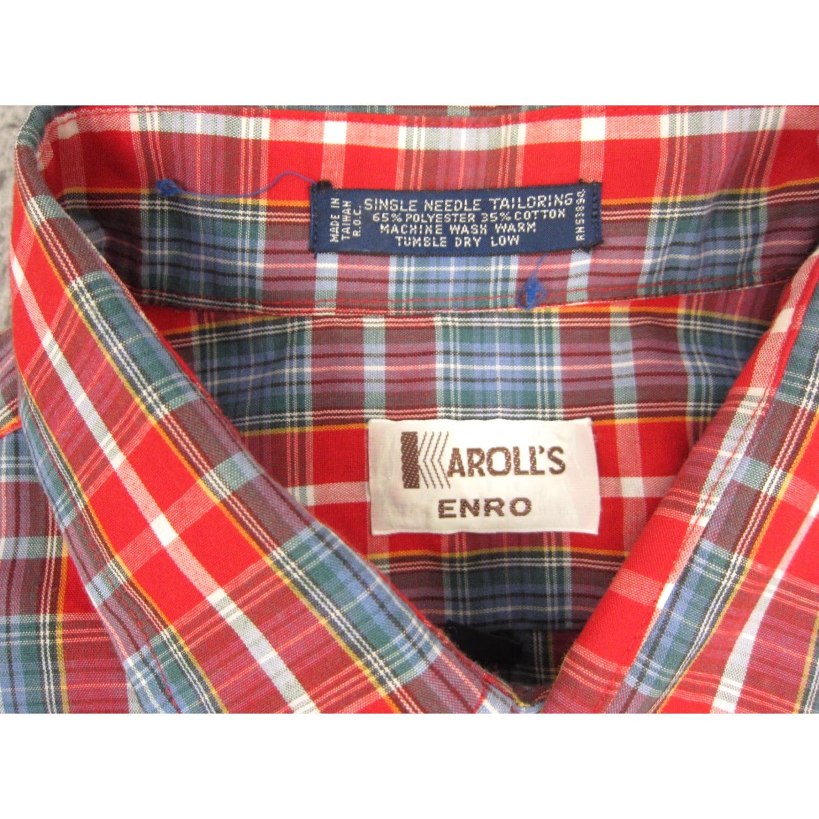 Enro VINTAGE ENRO Shirt Mens LT Red Plaid Button-Up Short Sleeve Casual Workwear 80s 90s Outdoor Camp Classic Made in USA Size US L / EU 52-54 / 3 - 3 Thumbnail