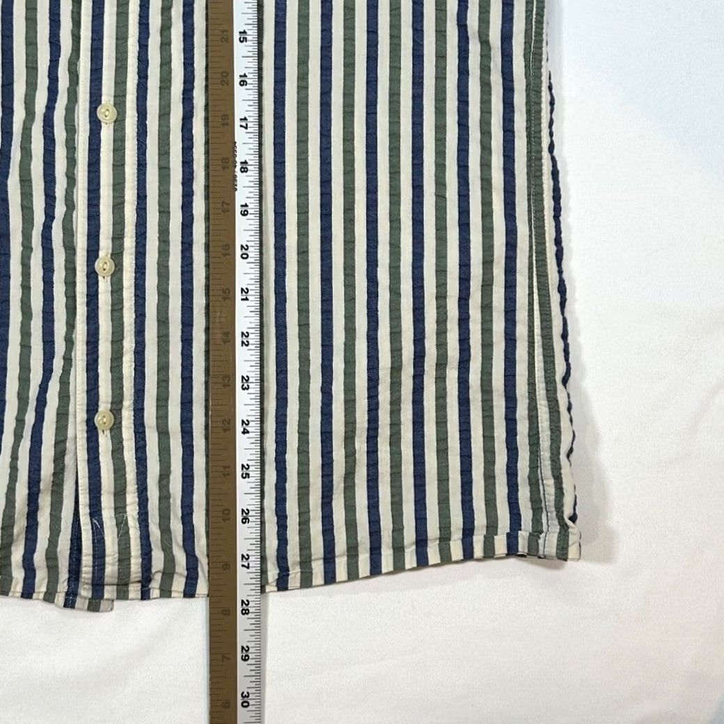 Vintage L.L. Bean Signature Mens Slim Fit Camp Shirt Short Sleeve Button Up Blue Striped Med Size US M / EU 48-50 / 2 - 7 Thumbnail