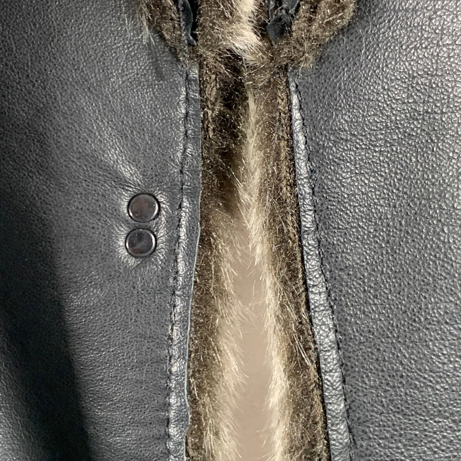 Other TRIBES Size L Black Grey Leather Faux Fur Open Front Vest Size L / US 10 / IT 46 - 4 Thumbnail