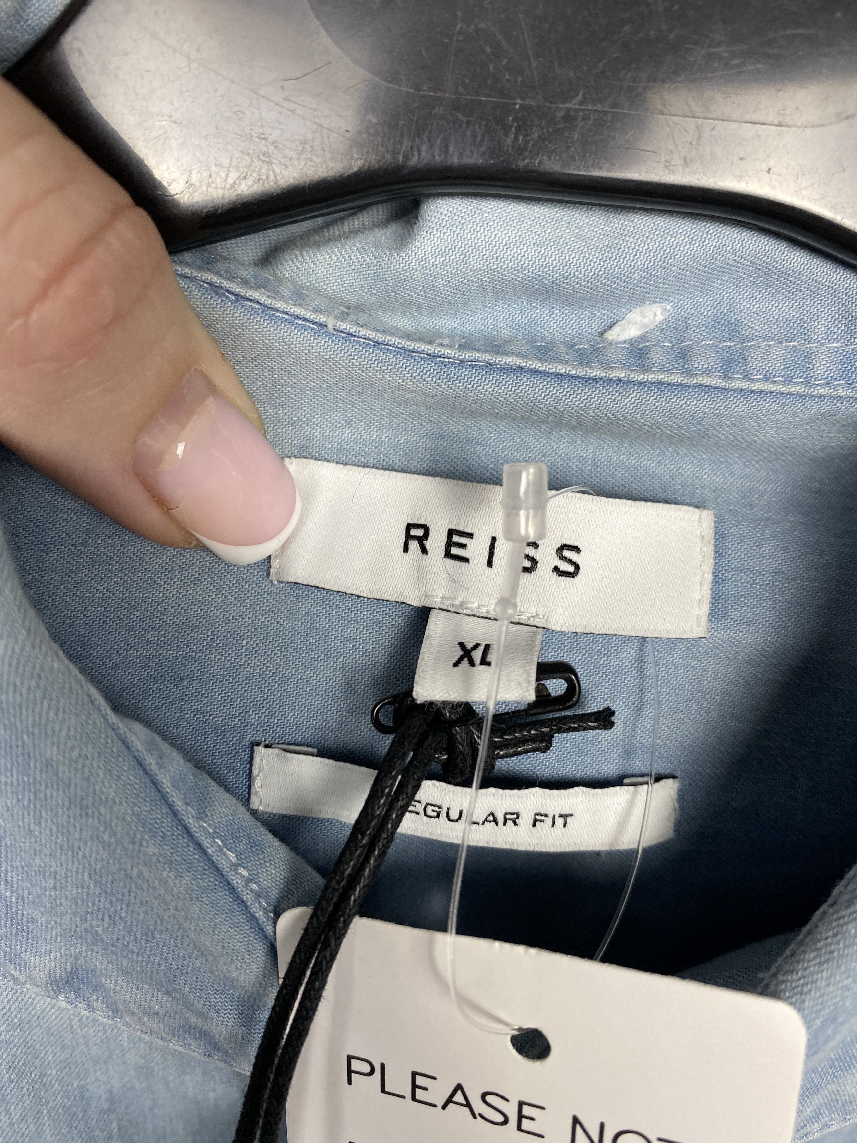 Reiss NEW Reiss Mens Denim Long Sleeve Shirt Jeans Size US XL / EU 56 / 4 - 4 Thumbnail