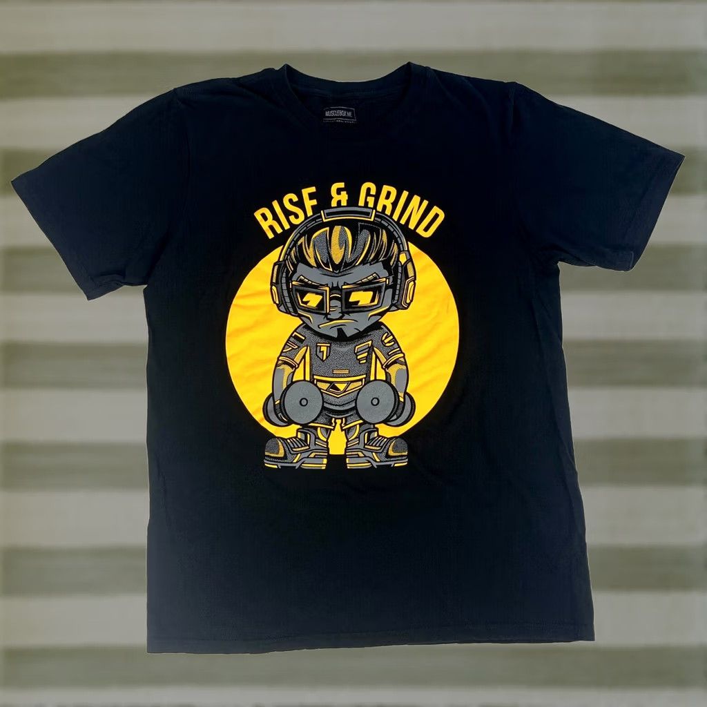 Vintage Musclebox Rise & Grind T-Shirt Men’s Graphic Short Sleeve Crew Neck Made in USA Size L Black Size US L / EU 52-54 / 3 - 1 Thumbnail
