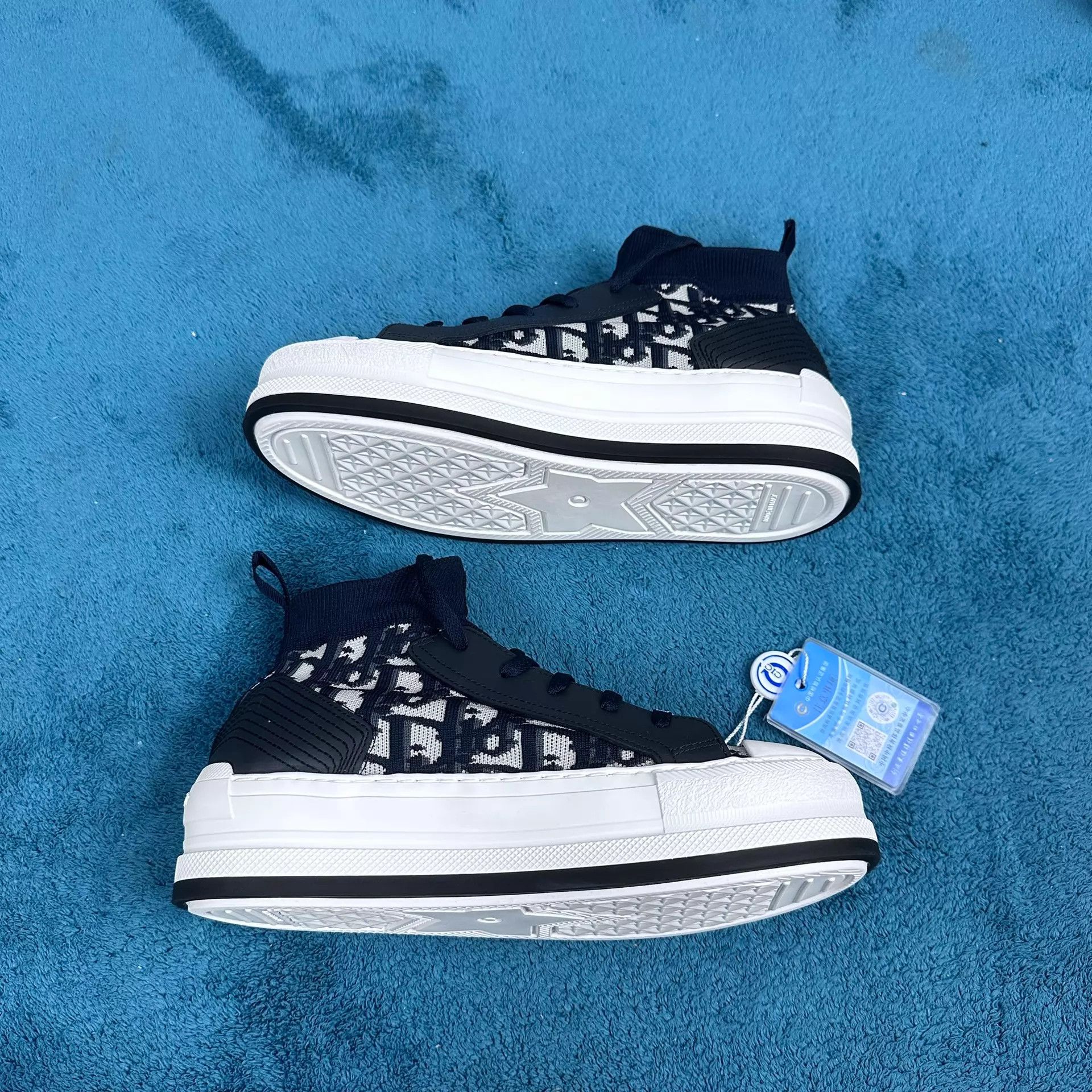 Dior Dior Oblique HiTop Platform Canvas Sneaker Blue 37 Size US 6.5 / IT 36.5 - 3 Thumbnail
