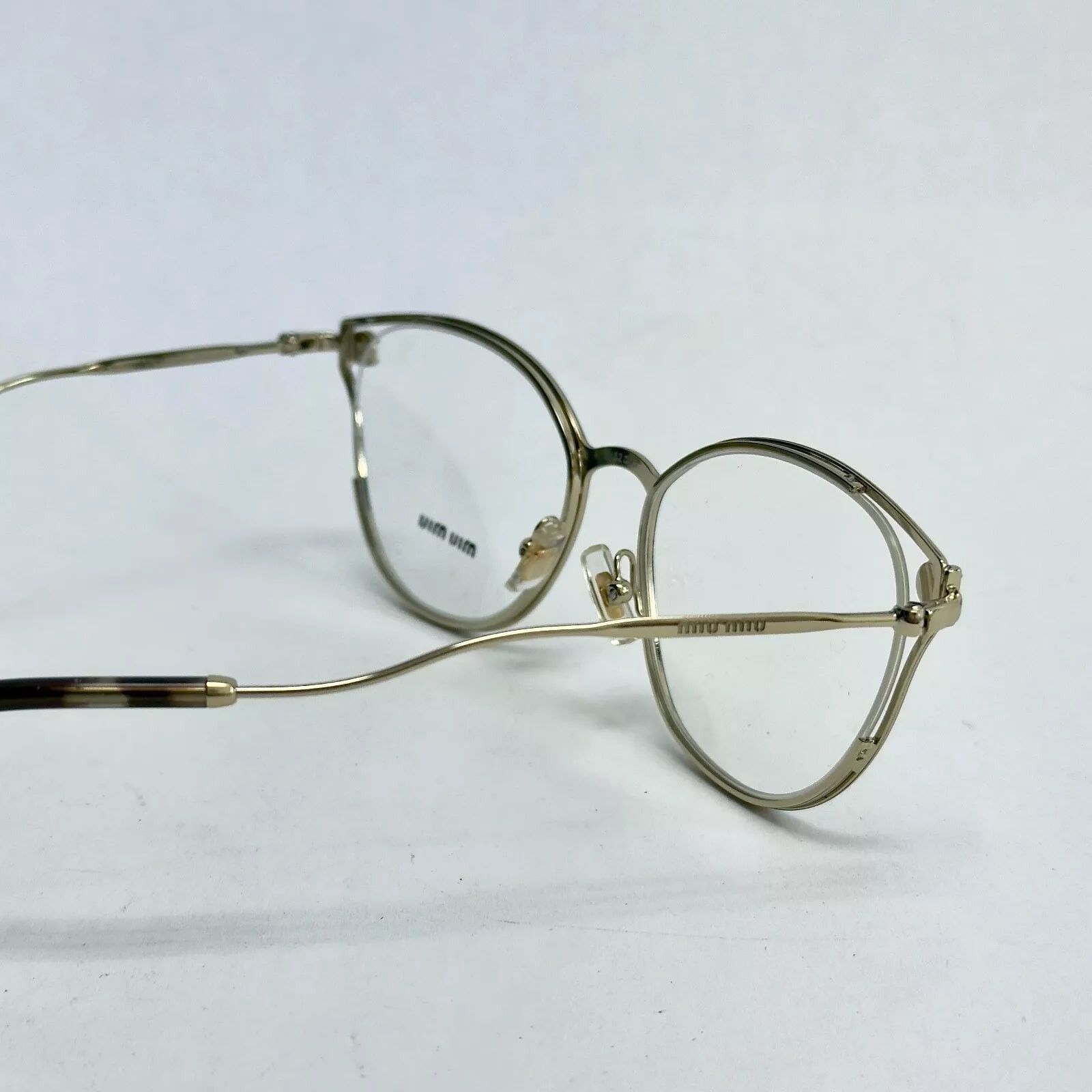 Miu Miu MIU MIU Pearl Stud 53Q Gold Metal Blue 52mm Optical MU53QV Size ONE SIZE - 3 Thumbnail