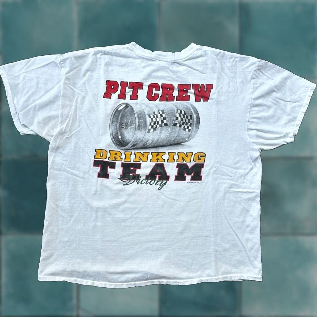Delta VINTAGE Delta T-Shirt Pit Crew Drinking Team Funny VTG Beer Budweiser Racing Cars 2XL White Mens Size US XXL / EU 58 / 5 - 1 Thumbnail